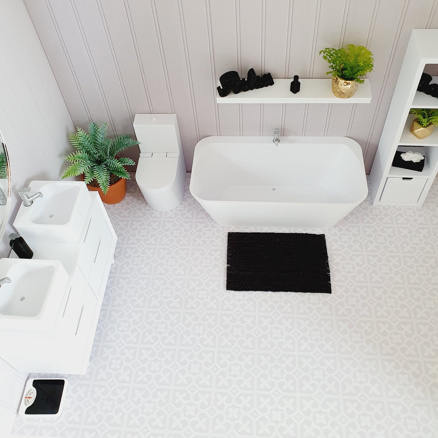 Dolls House Bathroom Vanity Unit | Choice of Square or Round Sinks | 1:12 Scale Miniature