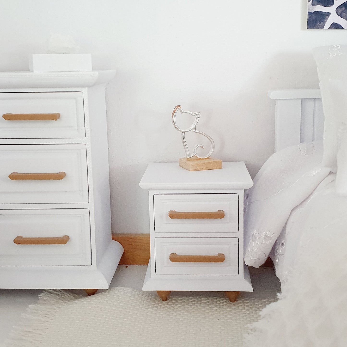 Miniature Dolls House Bedside Table, Dollhouse Furniture, Bedroom Decor, Dolls House Miniatures, Dollhouse Accessories, 12th Scale