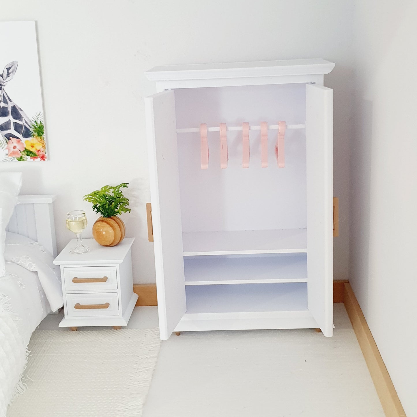 Miniature Dolls House Bedroom Wardrobe, Dollhouse Furniture, Bedroom Decor, Dolls House Miniatures, Dollhouse Accessories, 12th Scale (BRW)