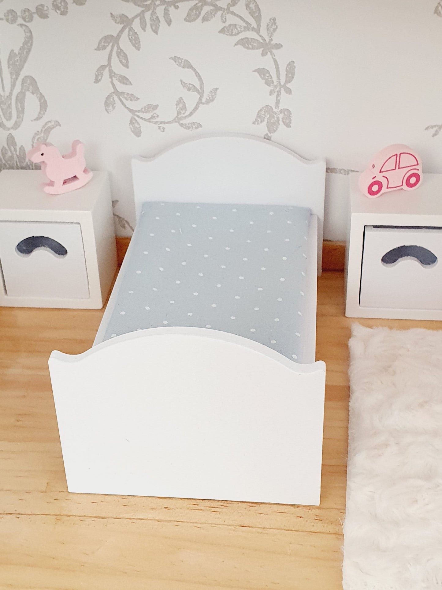 Dolls House Junior Bed, Modern Doll House Furniture. 1:12th Scale, Miniature Bed (BRJB)