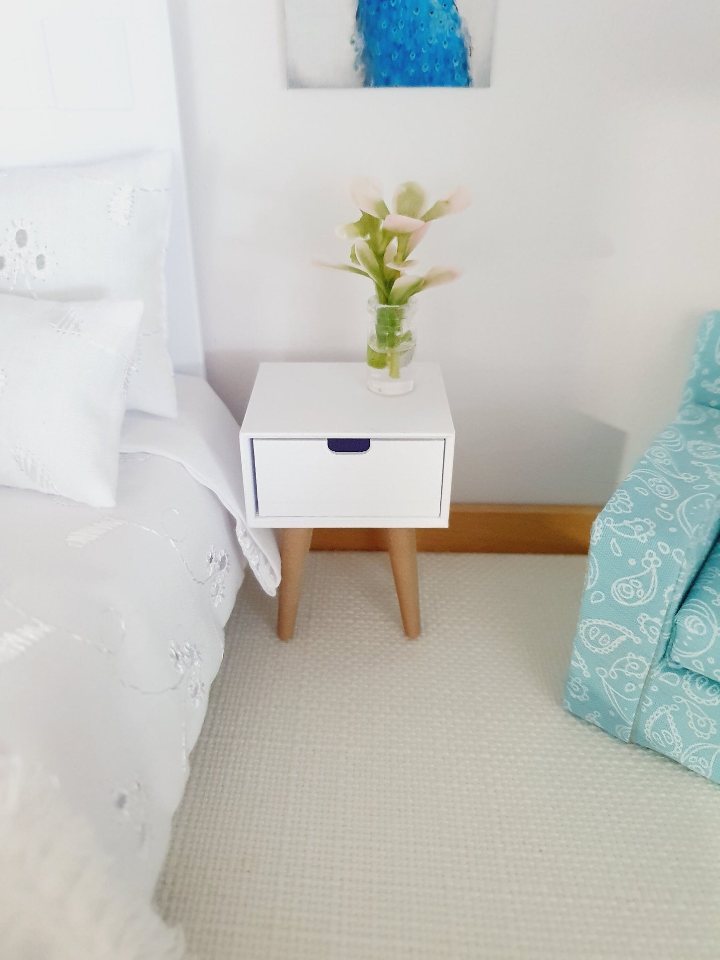 Dolls House Modern Bedside Table | 1 Opening Drawer | Choice of Colours | 1:12 Scale Miniature