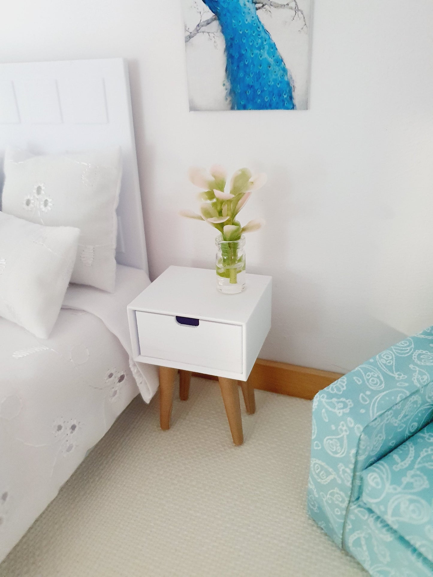 Dolls House Modern Bedside Table | 1 Opening Drawer | Choice of Colours | 1:12 Scale Miniature