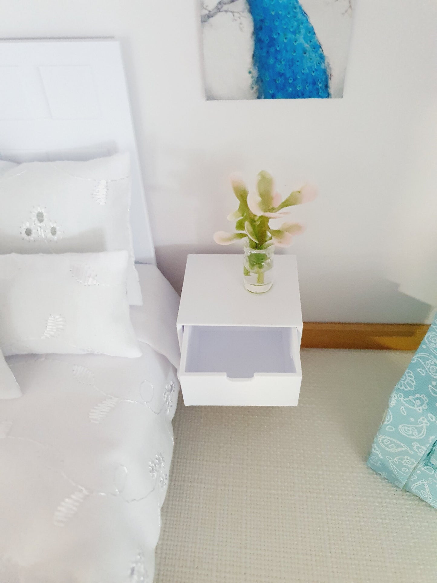 Dolls House Modern Bedside Table | 1 Opening Drawer | Choice of Colours | 1:12 Scale Miniature
