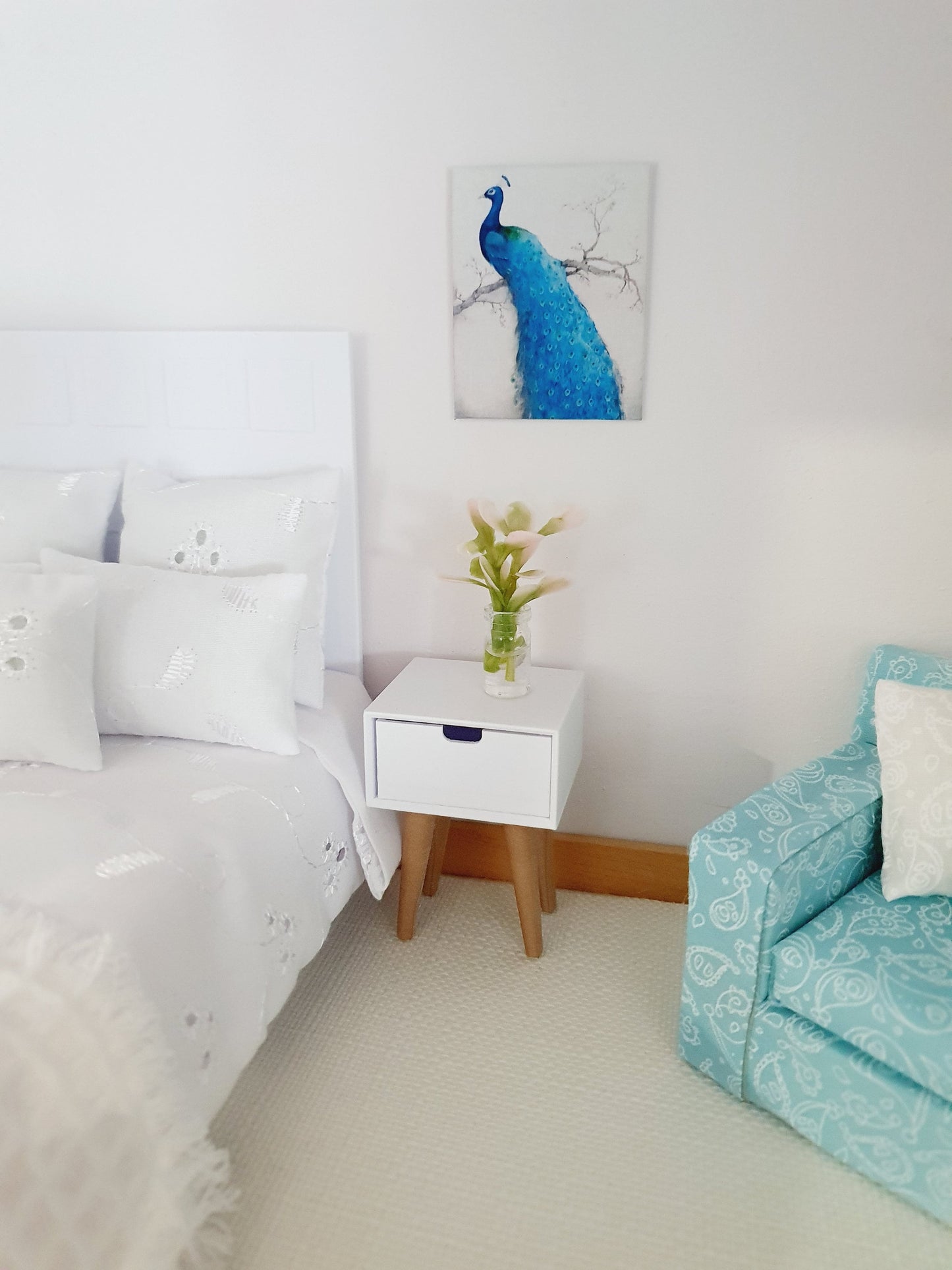 Dolls House Modern Bedside Table | 1 Opening Drawer | Choice of Colours | 1:12 Scale Miniature