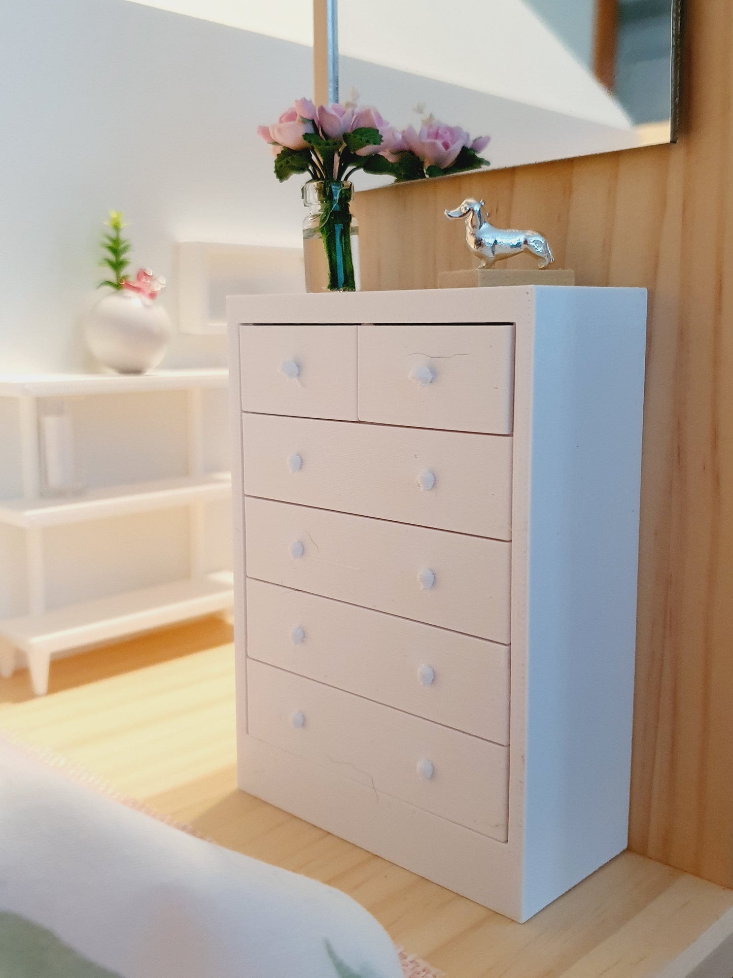 Dolls House Modern Chest of Drawers 1:12th Scale, Miniature Drawers, Choice of Colours (BRCH1)