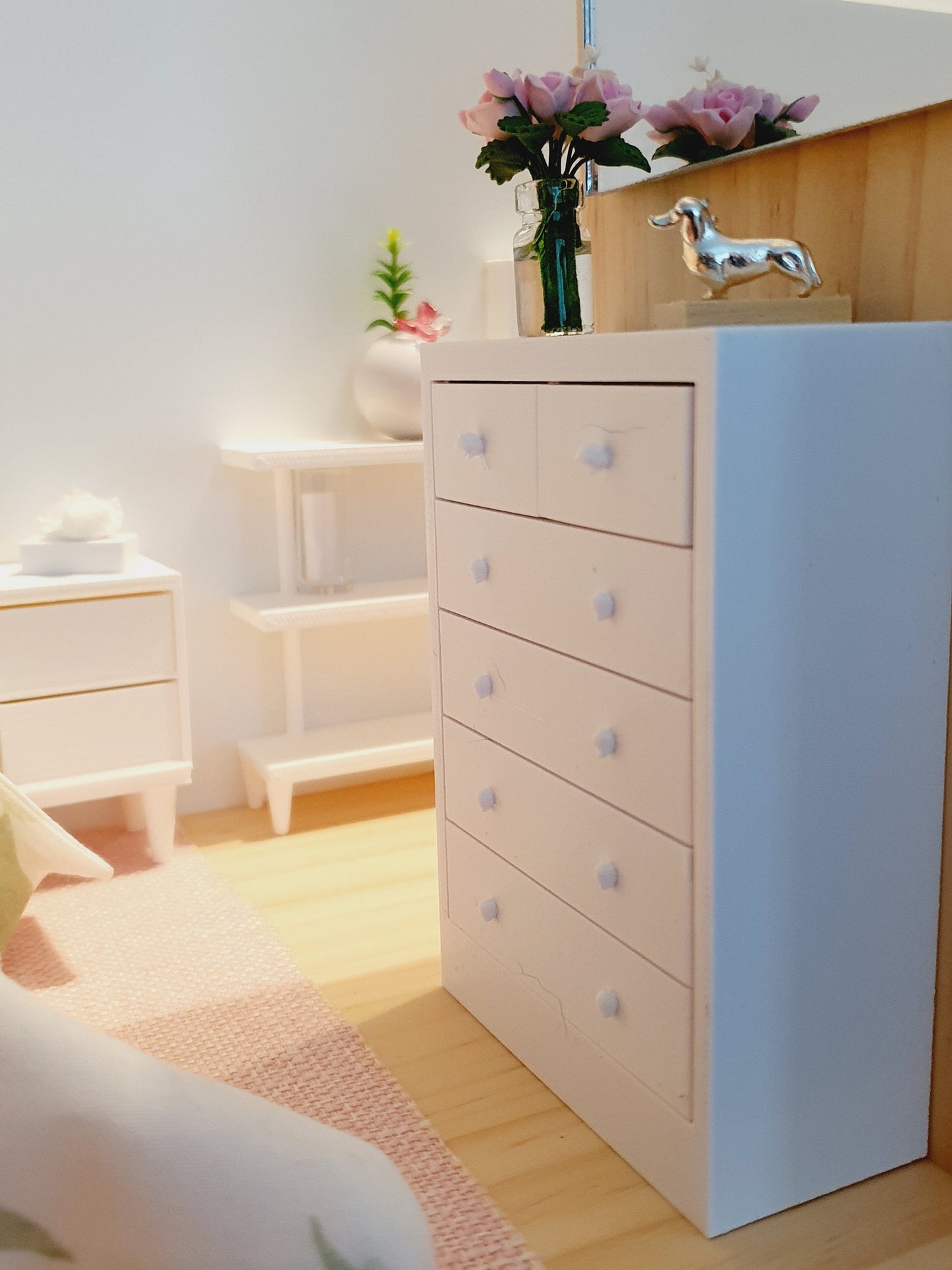 Dolls House Modern Chest of Drawers 1:12th Scale, Miniature Drawers, Choice of Colours (BRCH1)
