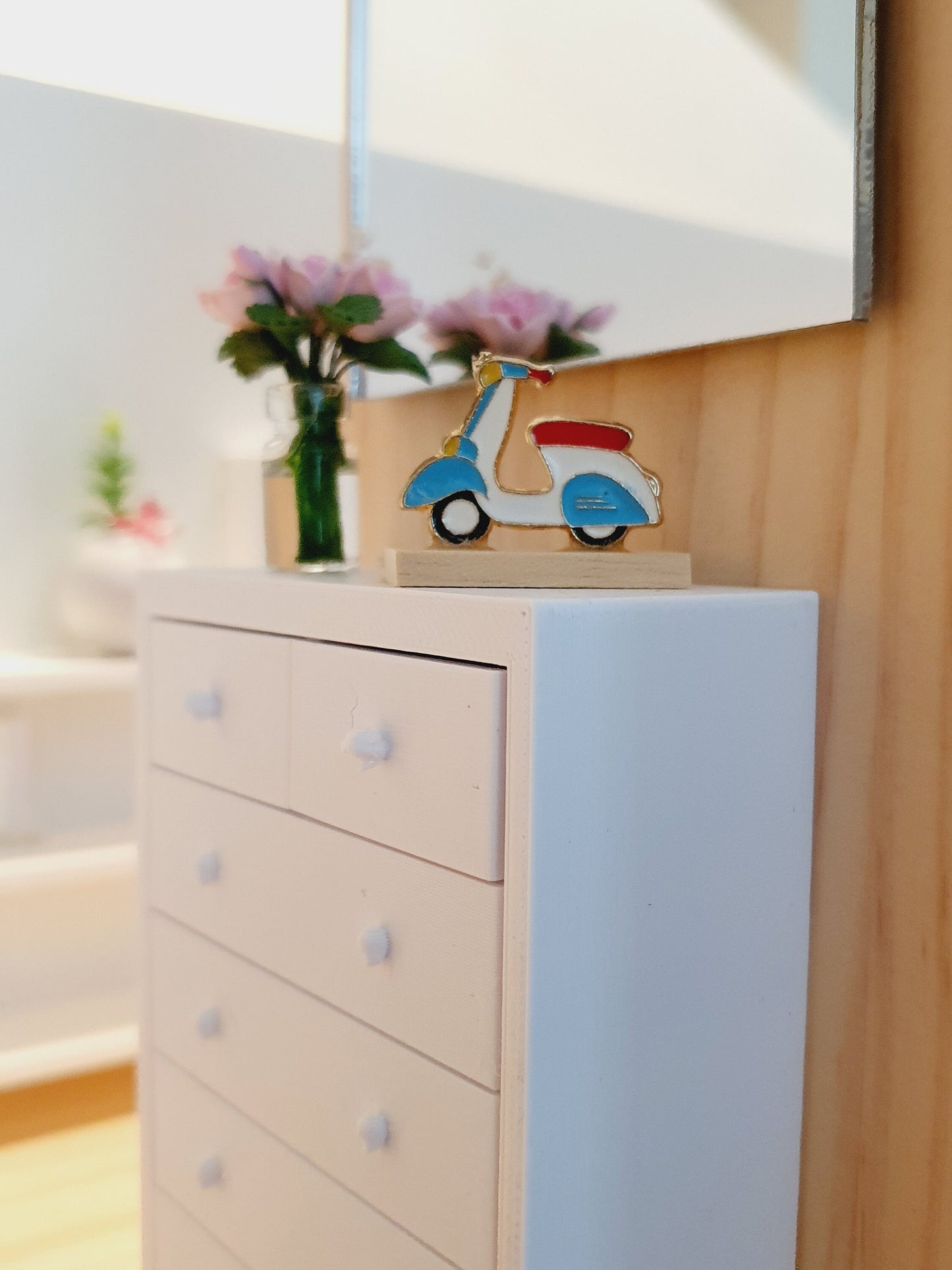 Dolls House Modern Chest of Drawers 1:12th Scale, Miniature Drawers, Choice of Colours (BRCH1)