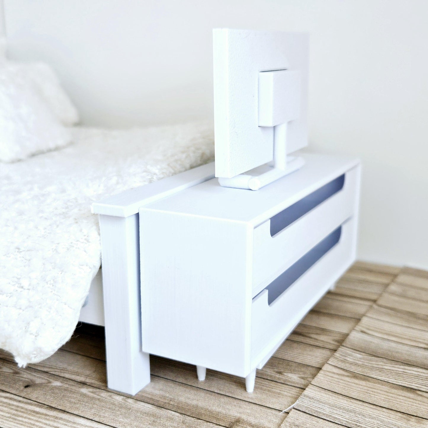 Dolls House Modern Chest of drawers with 2 opening drawers, Choice of Colours, 1:12th Scale, Miniature, perfect for the end of the bed