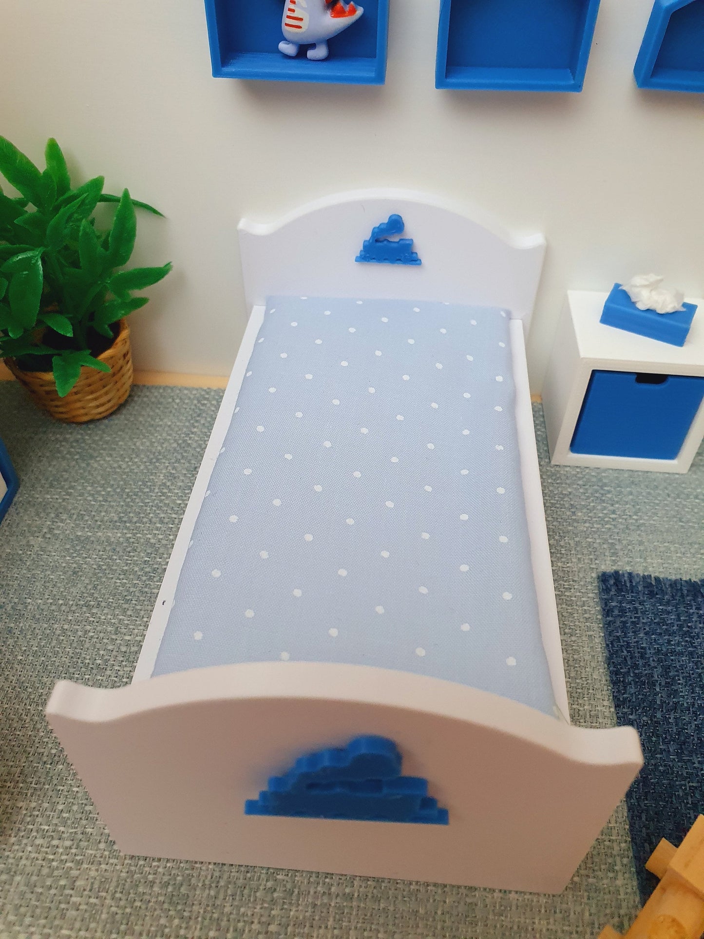 Dolls House Steam Train Junior Bed, 1:12th Scale, Miniature Bed