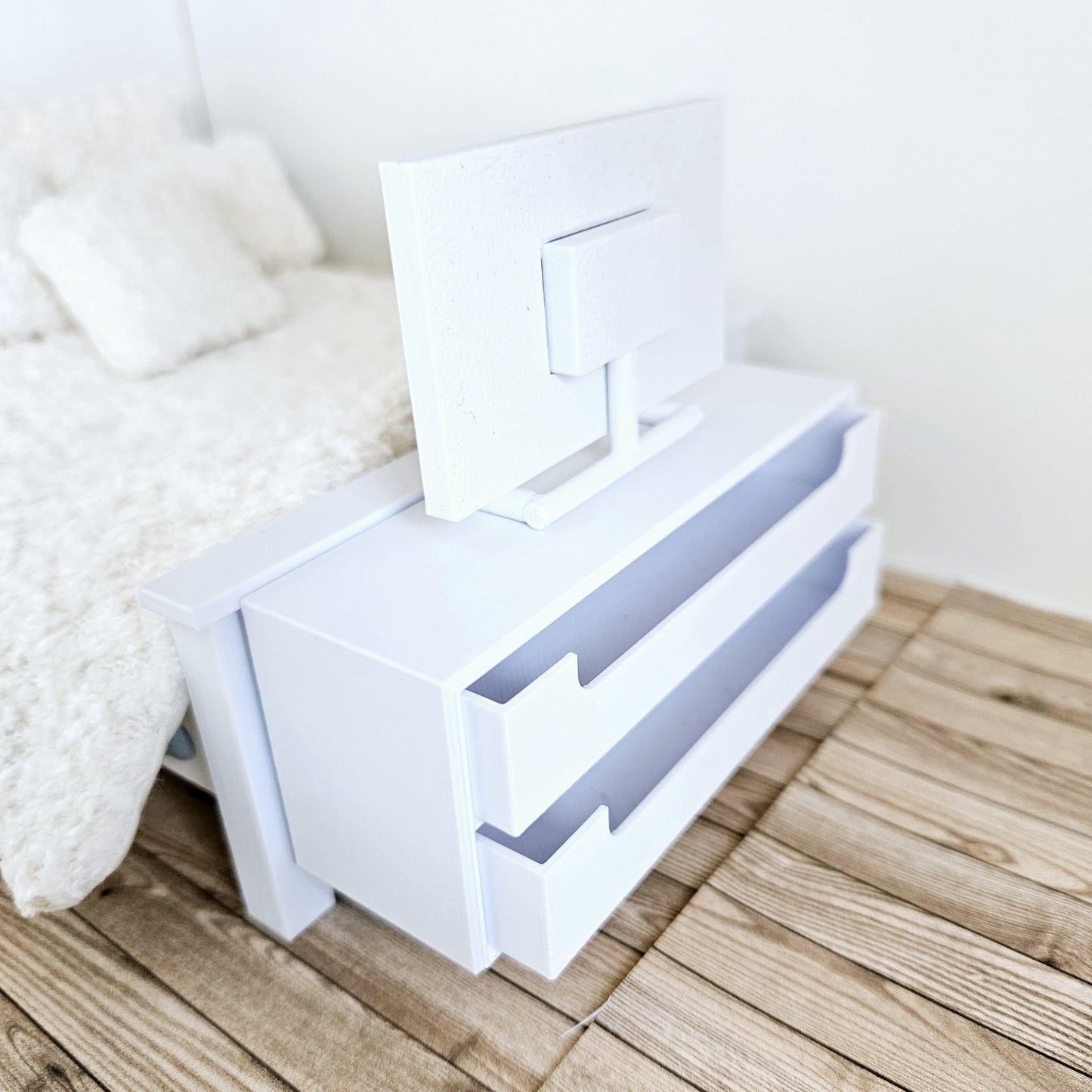 Dolls House Modern Chest of drawers with 2 opening drawers, Choice of Colours, 1:12th Scale, Miniature, perfect for the end of the bed