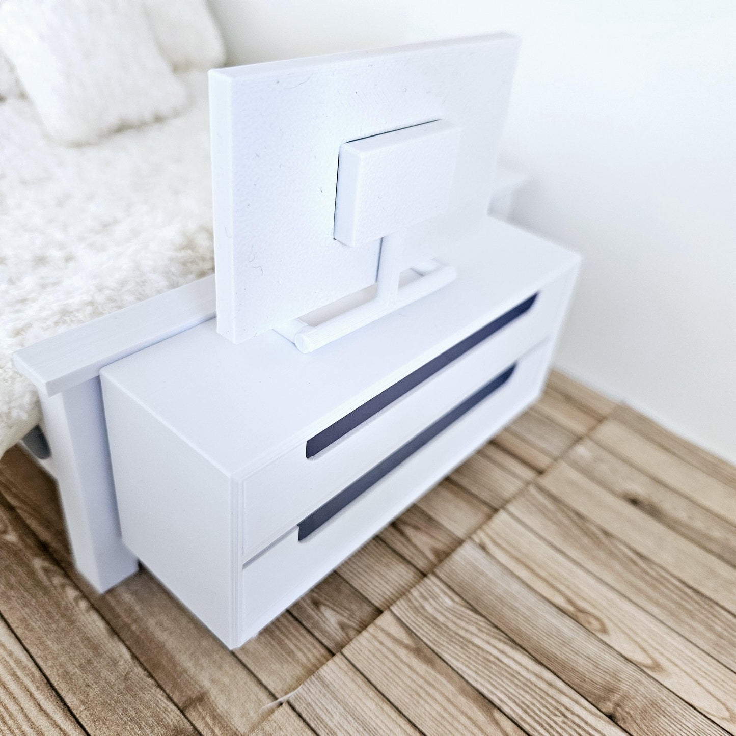 Dolls House Modern Chest of drawers with 2 opening drawers, Choice of Colours, 1:12th Scale, Miniature, perfect for the end of the bed