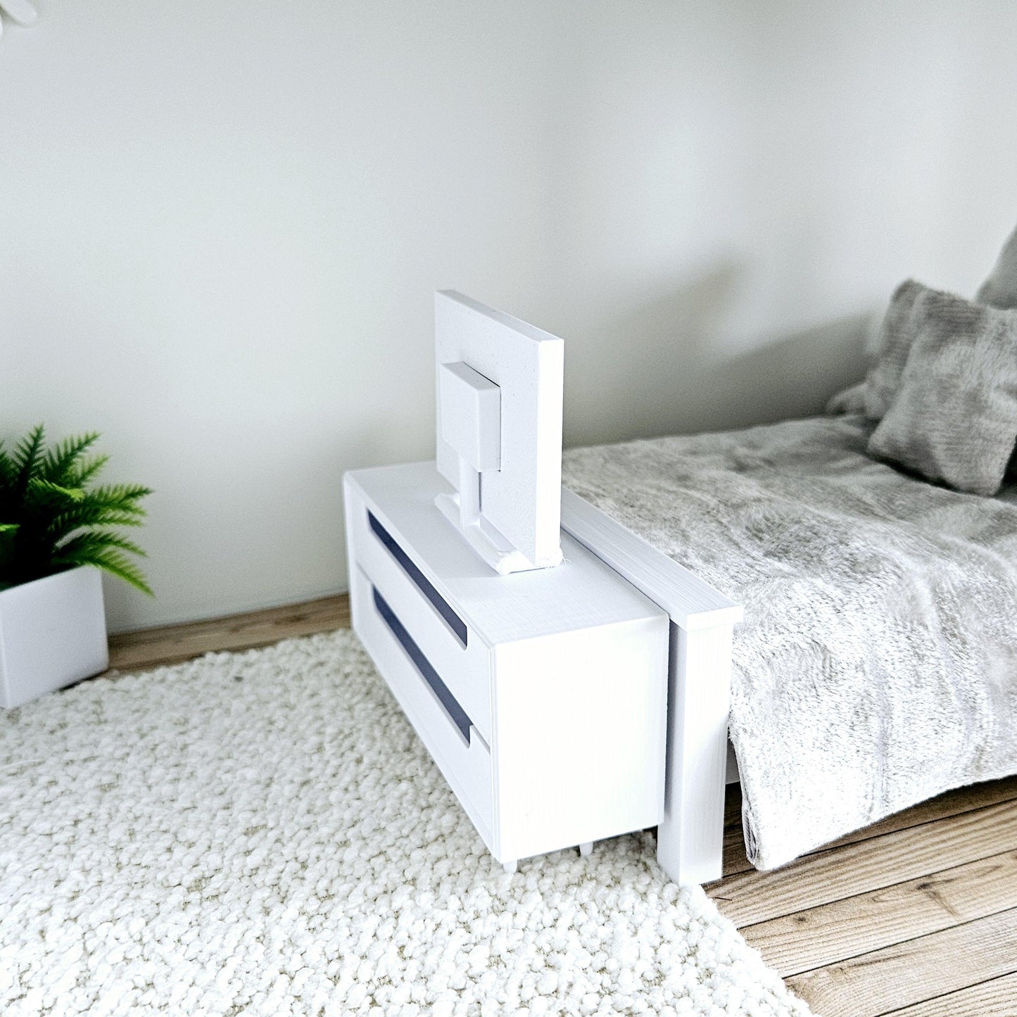 Dolls House Modern Chest of drawers with 2 opening drawers, Choice of Colours, 1:12th Scale, Miniature, perfect for the end of the bed