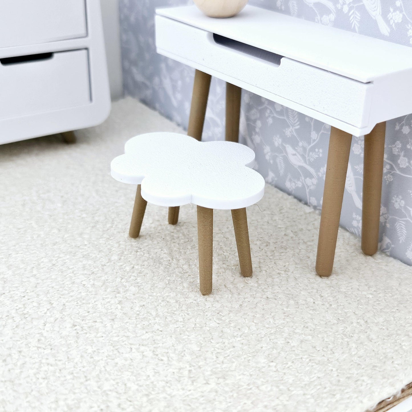 Miniature Dolls House Child's Dressing Table Stool, Dollhouse Furniture, Dolls House Miniatures, Dollhouse Accessories, 12th Scale