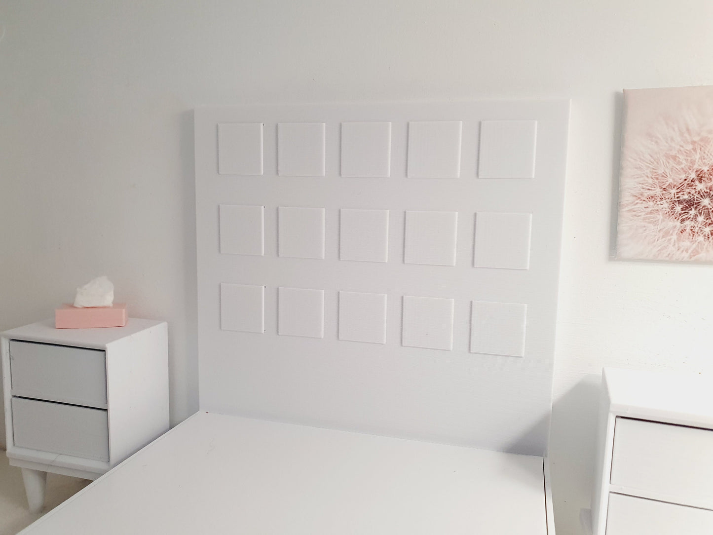 Dolls House Modern Choice of Colours, Double Bed High Headboard & Opening Drawers 1:12th Scale, Miniature Double Bed (BRTB)