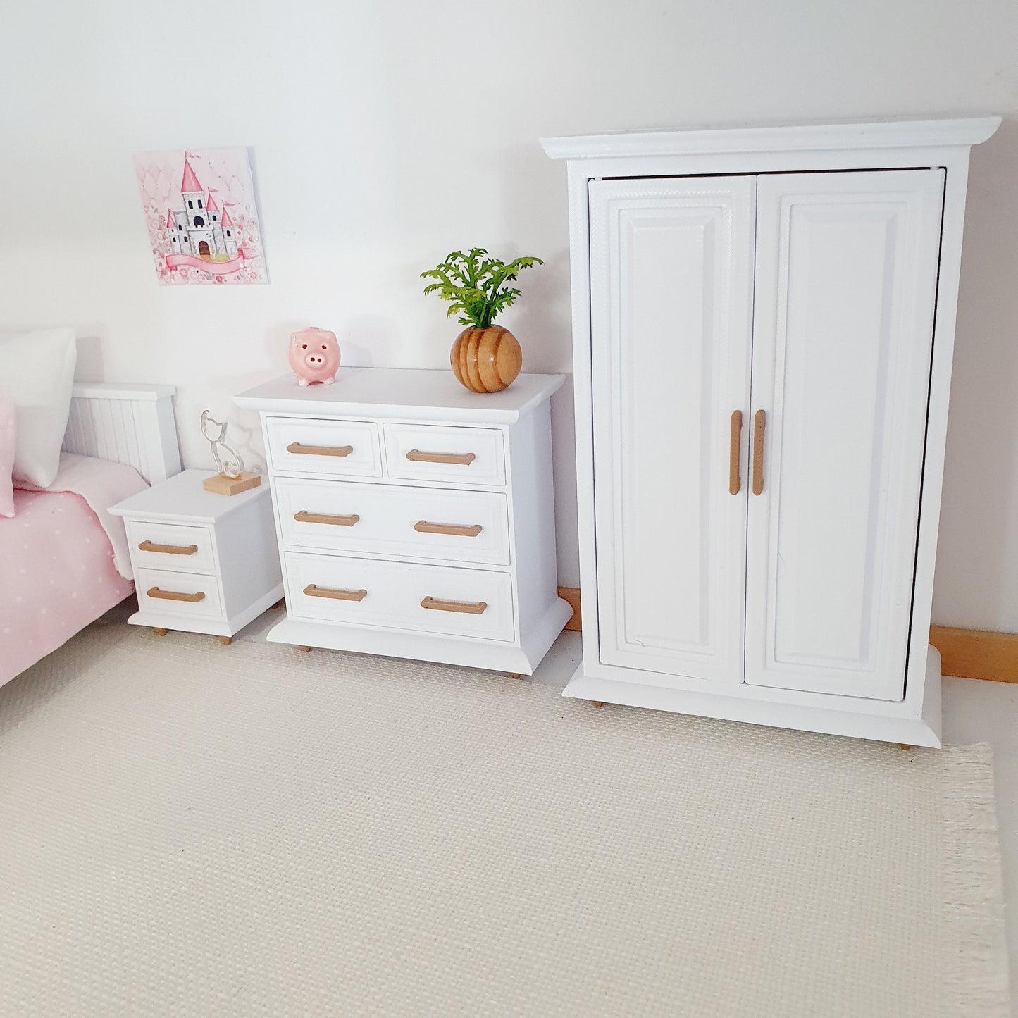 Miniature Dolls House Modern Bedroom Set, Dollhouse Furniture, Bedroom Decor, Dolls House Miniatures, Dollhouse Accessories, 12th Scale