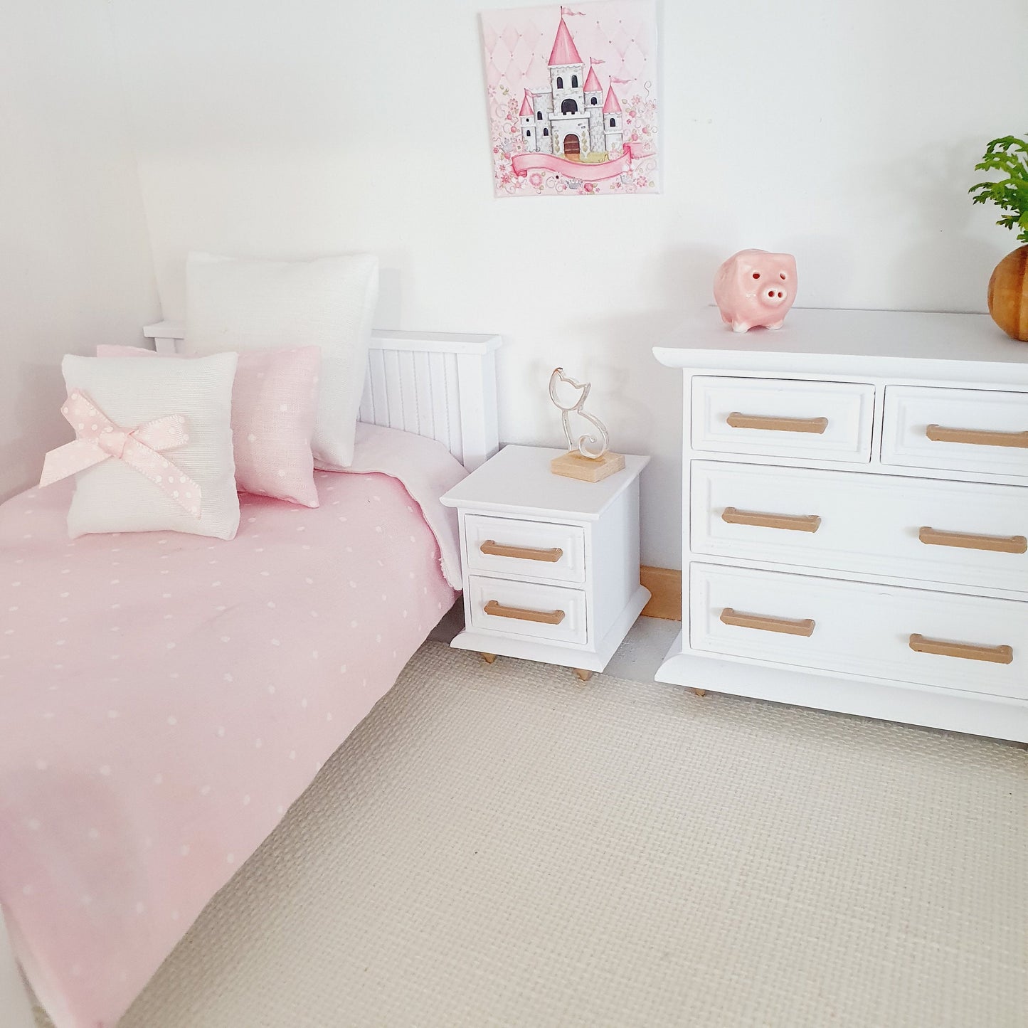Miniature Dolls House Modern Bedroom Set, Dollhouse Furniture, Bedroom Decor, Dolls House Miniatures, Dollhouse Accessories, 12th Scale