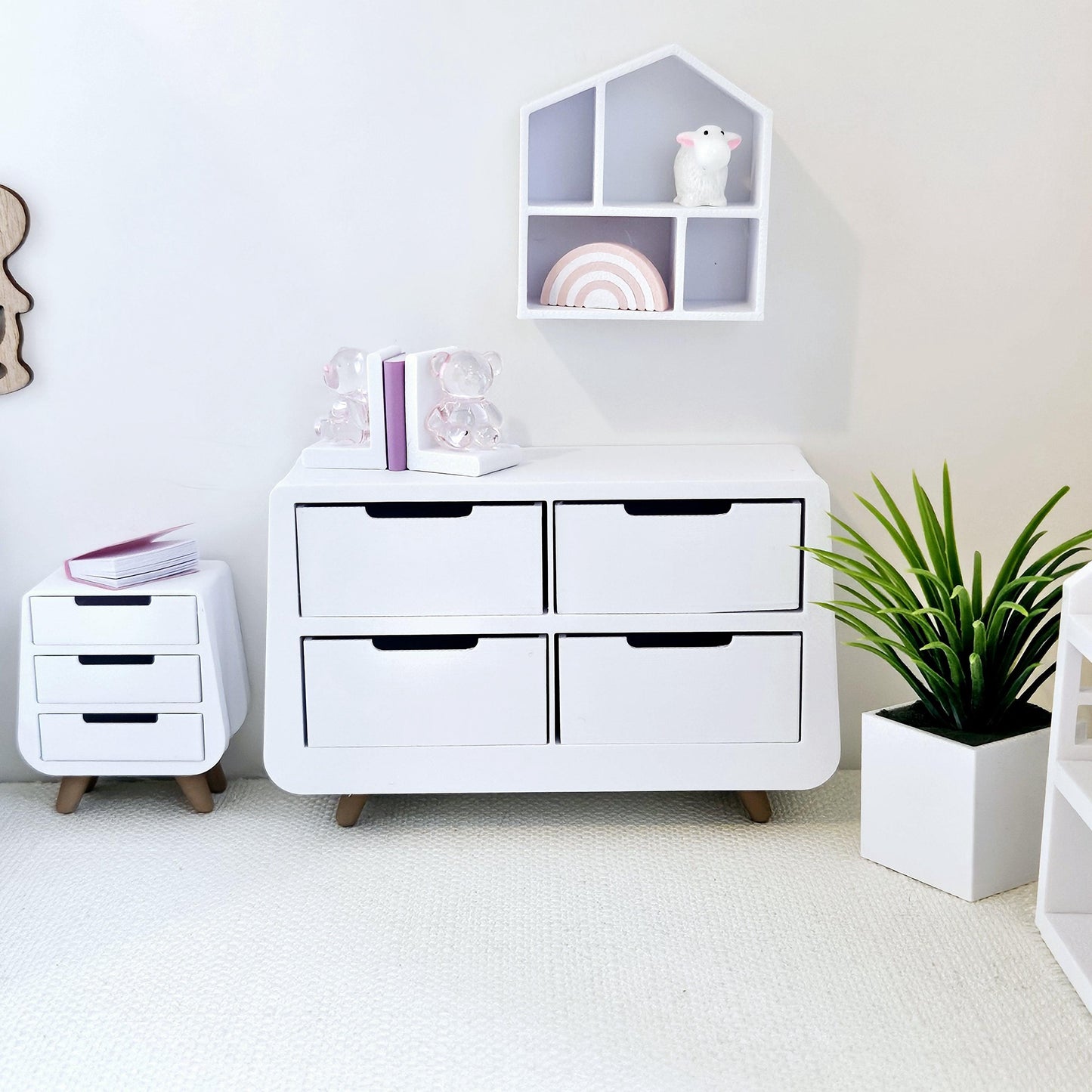 Dolls House Modern Chest of Drawers | 4 Working Drawers | Choice of Colours | 1:12 Scale Miniature