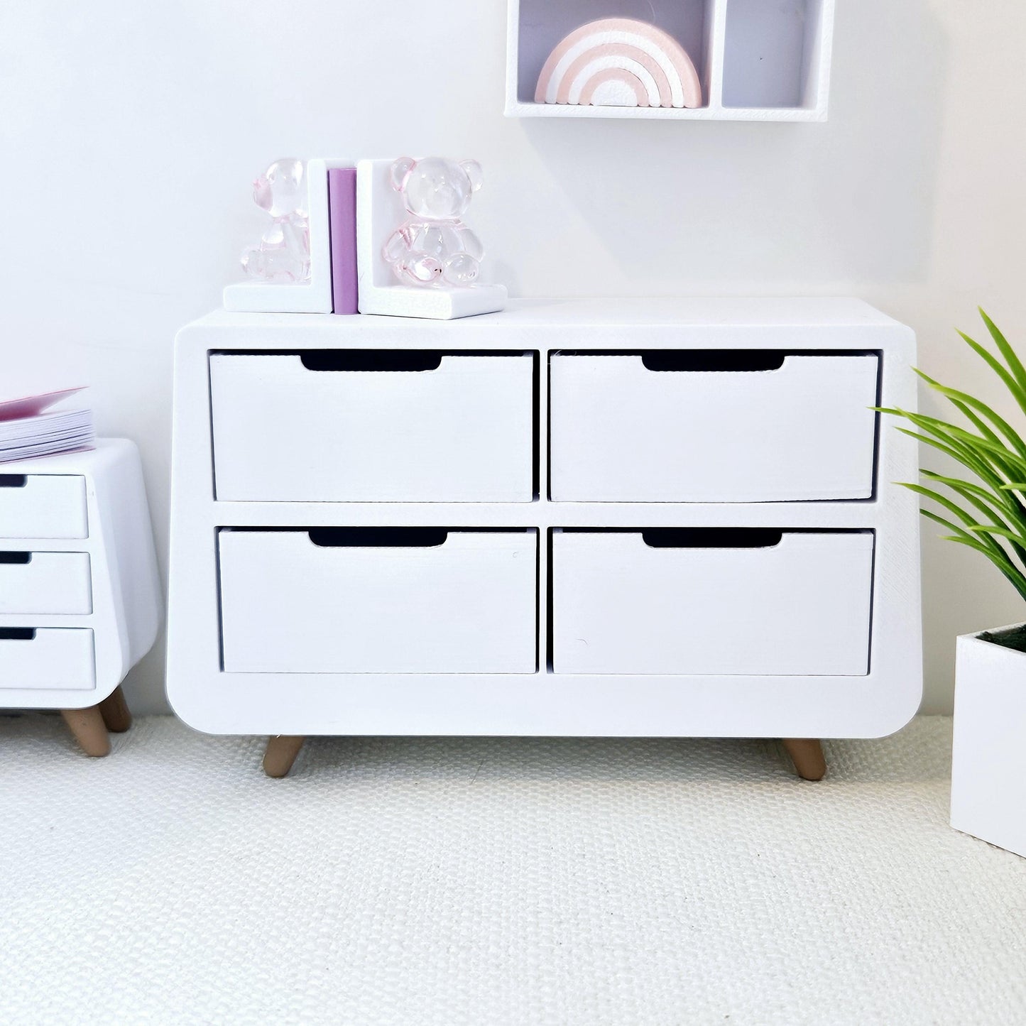 Dolls House Modern Chest of Drawers | 4 Working Drawers | Choice of Colours | 1:12 Scale Miniature