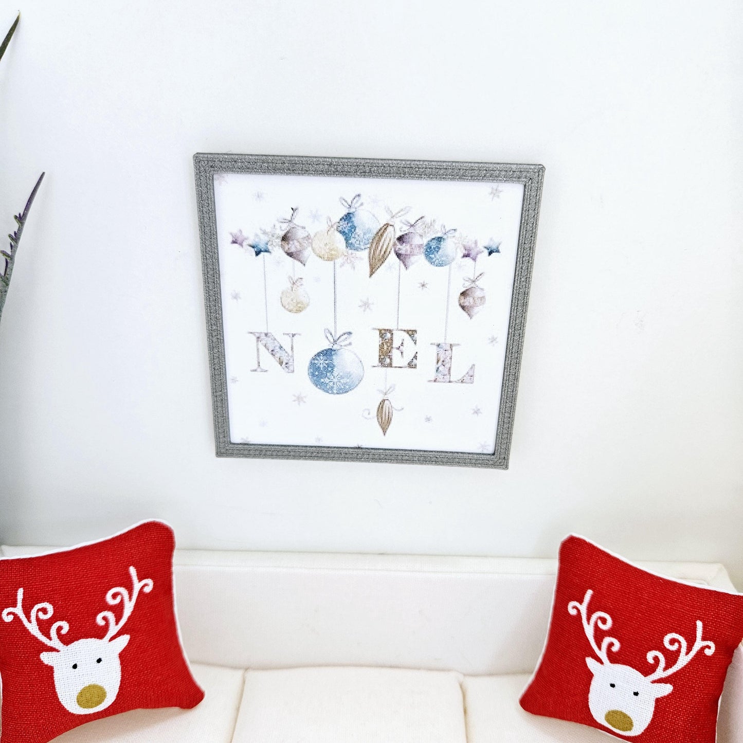 Dolls House Modern Framed Wall Art, Christmas Noel print, 12th scale, miniature wall picture for any room