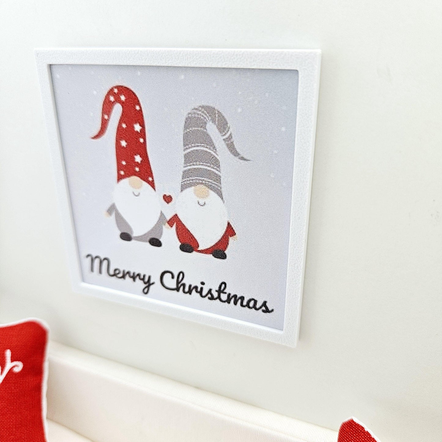 Dolls House Modern Framed Wall Art, Christmas Gonks print, 12th scale, miniature wall picture for any room