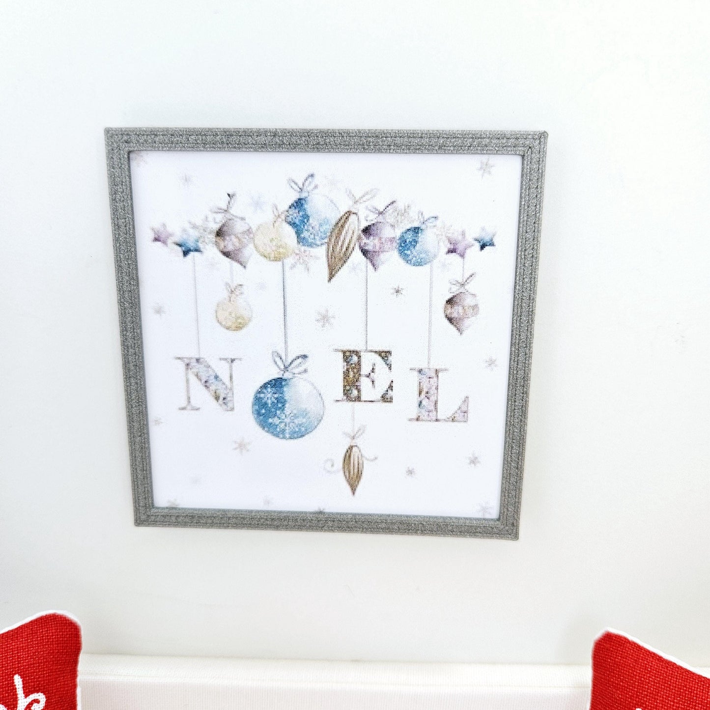 Dolls House Modern Framed Wall Art, Christmas Noel print, 12th scale, miniature wall picture for any room