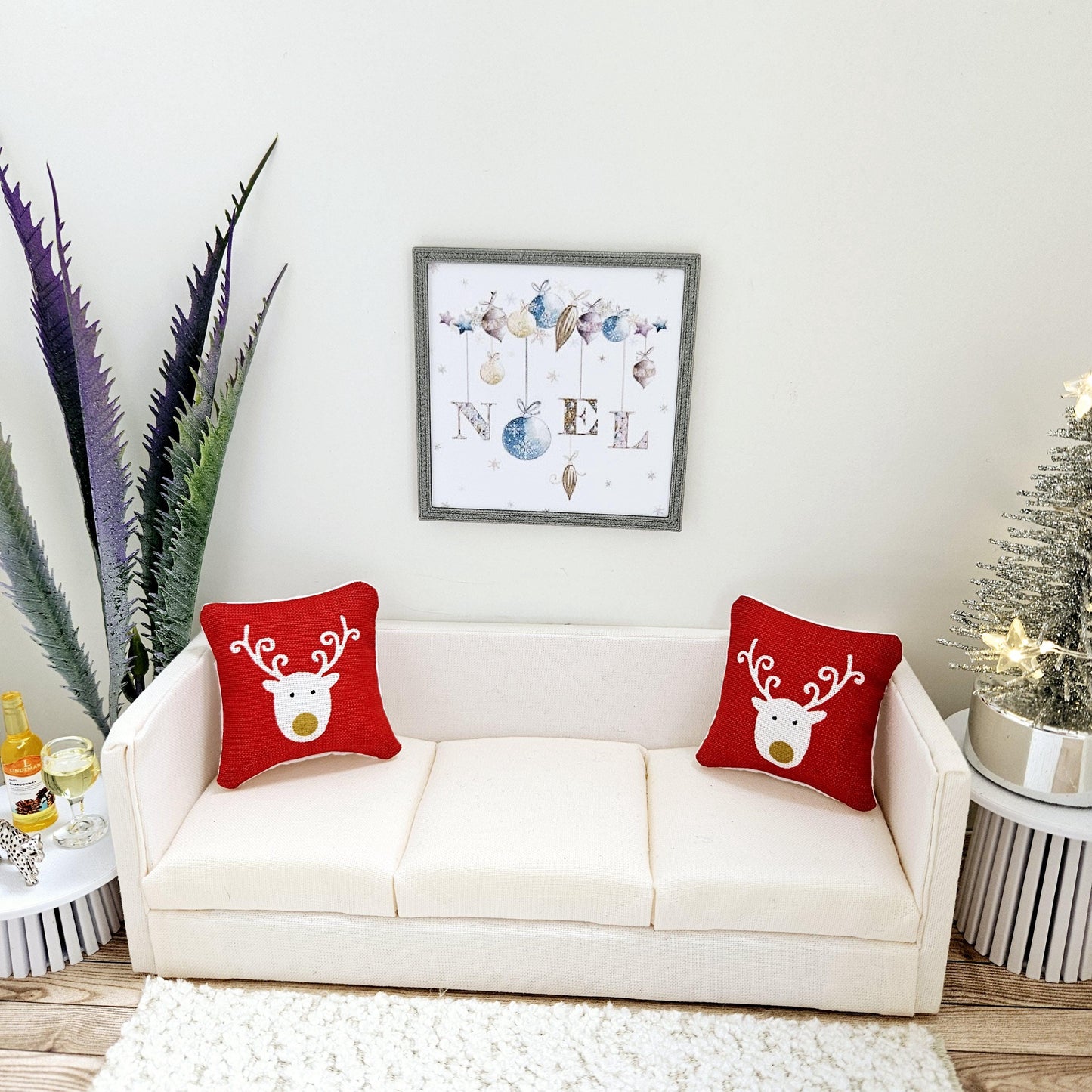 Dolls House Modern Framed Wall Art, Christmas Noel print, 12th scale, miniature wall picture for any room