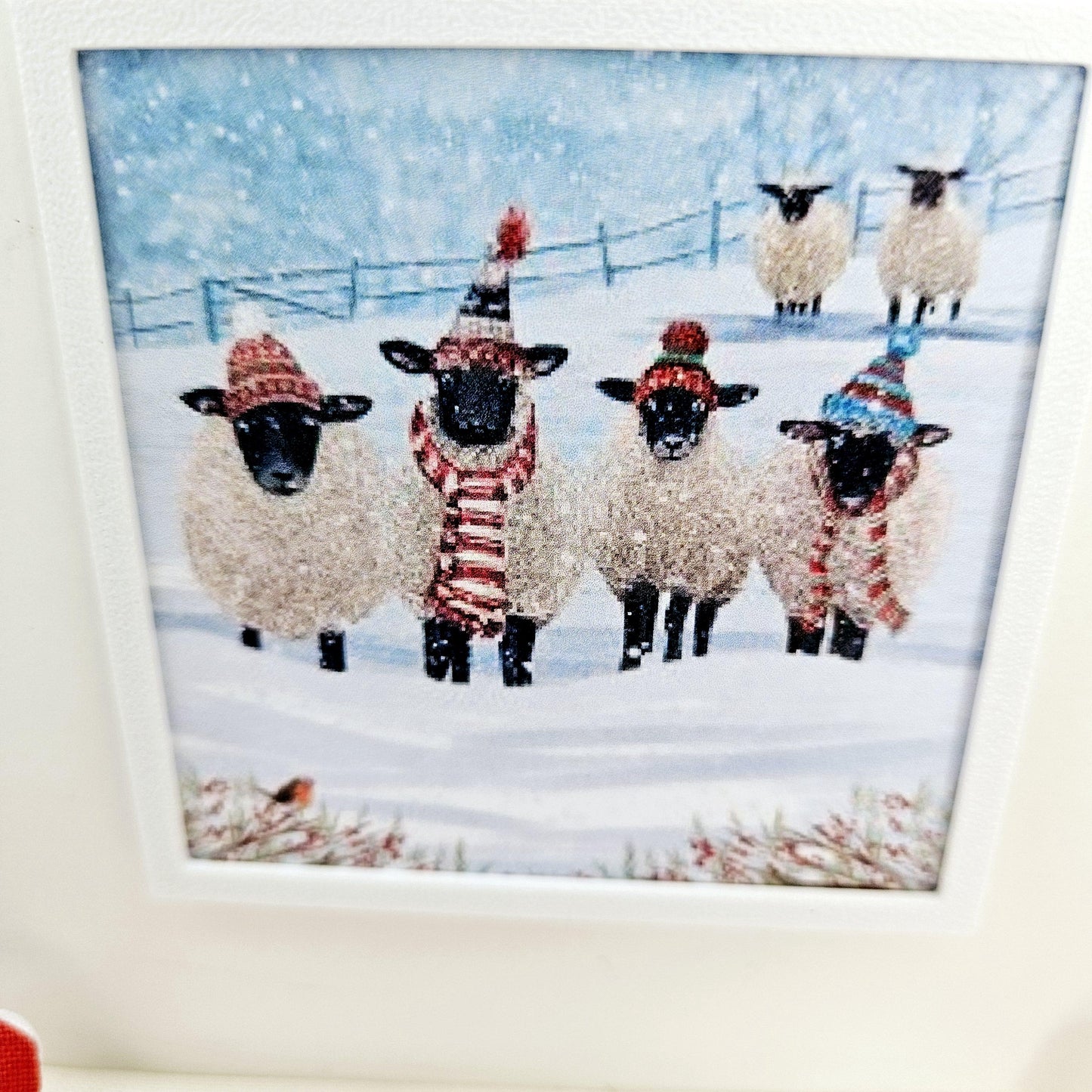 Dolls House Modern Framed Wall Art, Christmas Sheep print, 12th scale, miniature wall picture for any room