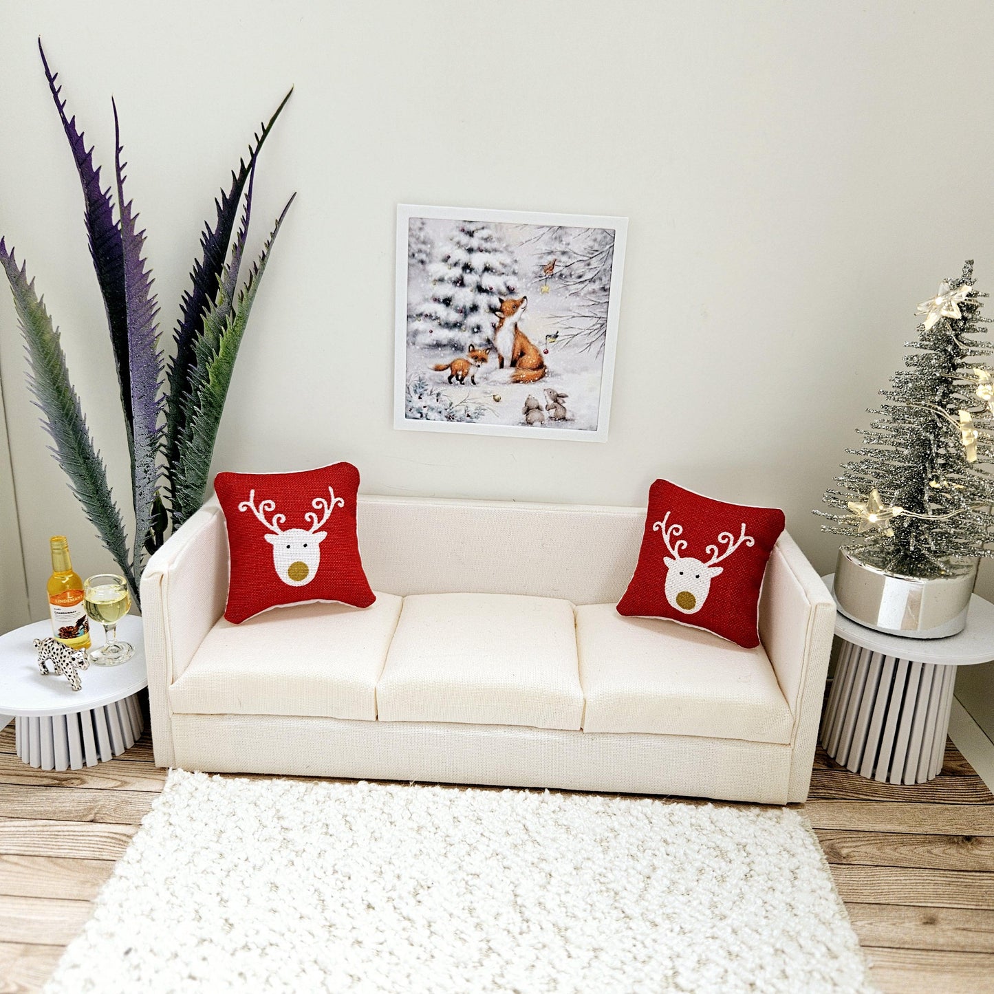 Dolls House Modern Framed Wall Art, Winter Fox Scene print, 12th scale, miniature wall picture for any room