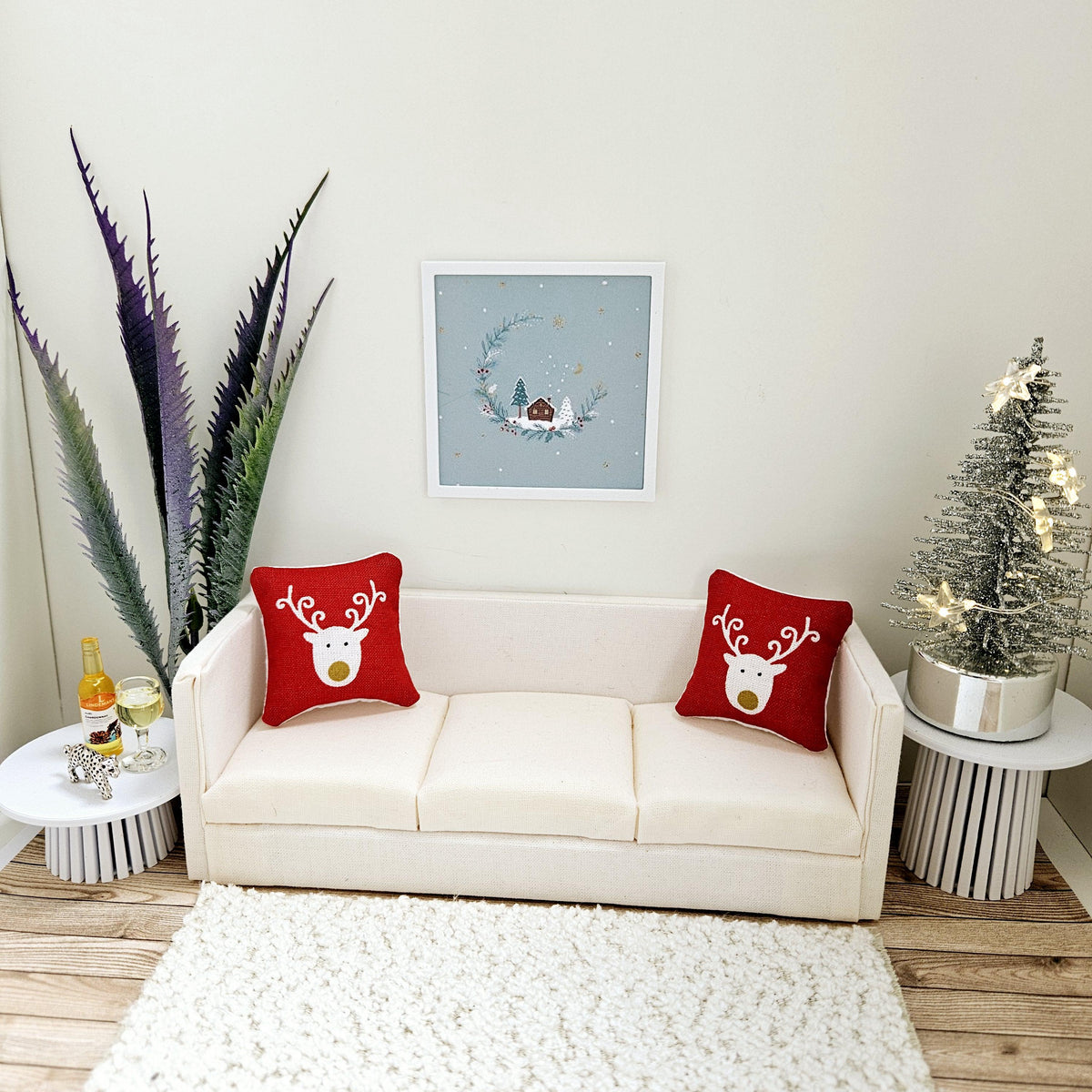 Dolls House Modern Framed Wall Art, Christmas House print, 12th scale, miniature wall picture for any room