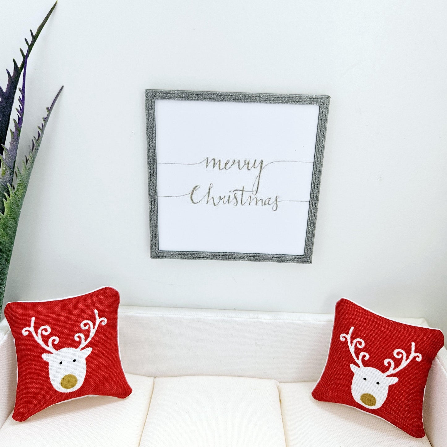 Dolls House Modern Framed Wall Art, Merry Christmas print, 12th scale, miniature wall picture for any room