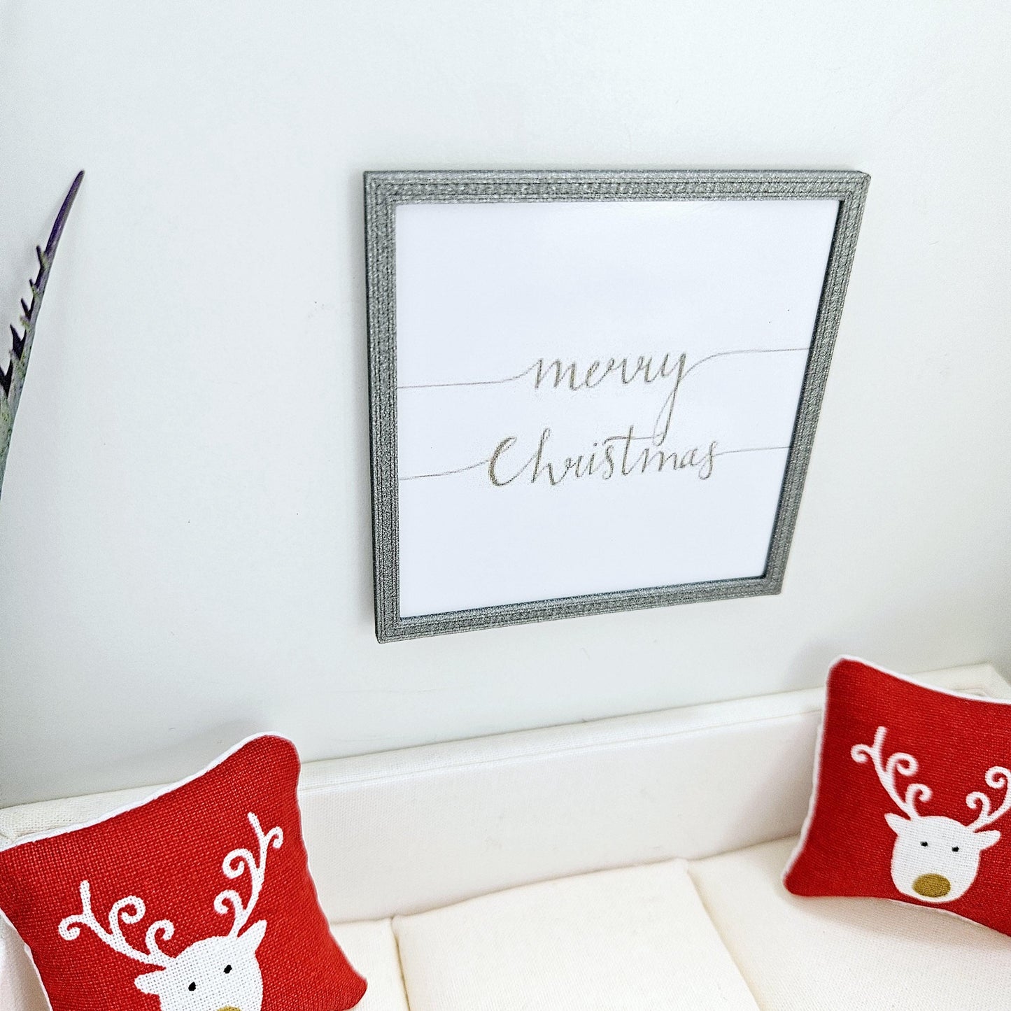 Dolls House Modern Framed Wall Art, Merry Christmas print, 12th scale, miniature wall picture for any room
