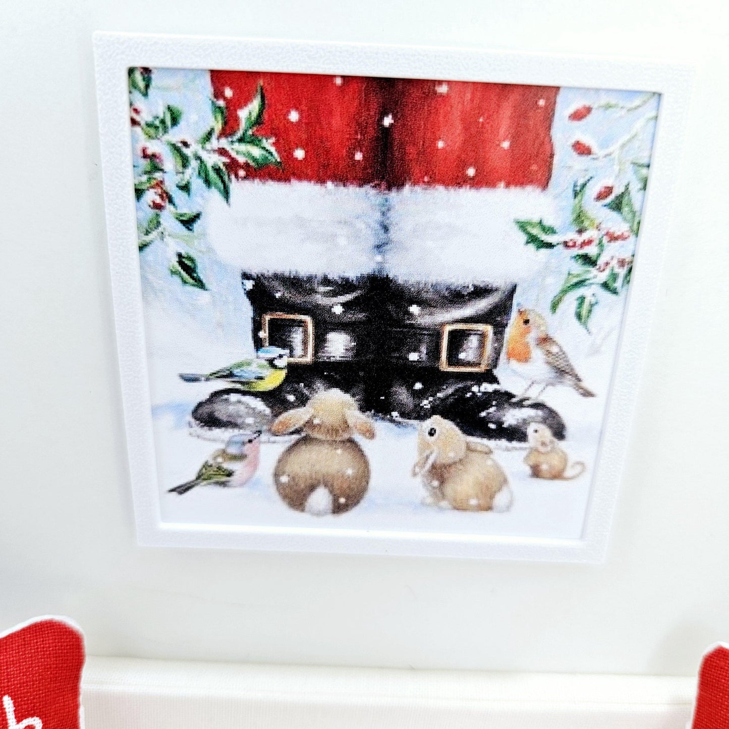 Dolls House Modern Framed Wall Art, Santa's Boots & Friends Print, 12th scale, Miniature Wall Picture For Any Room