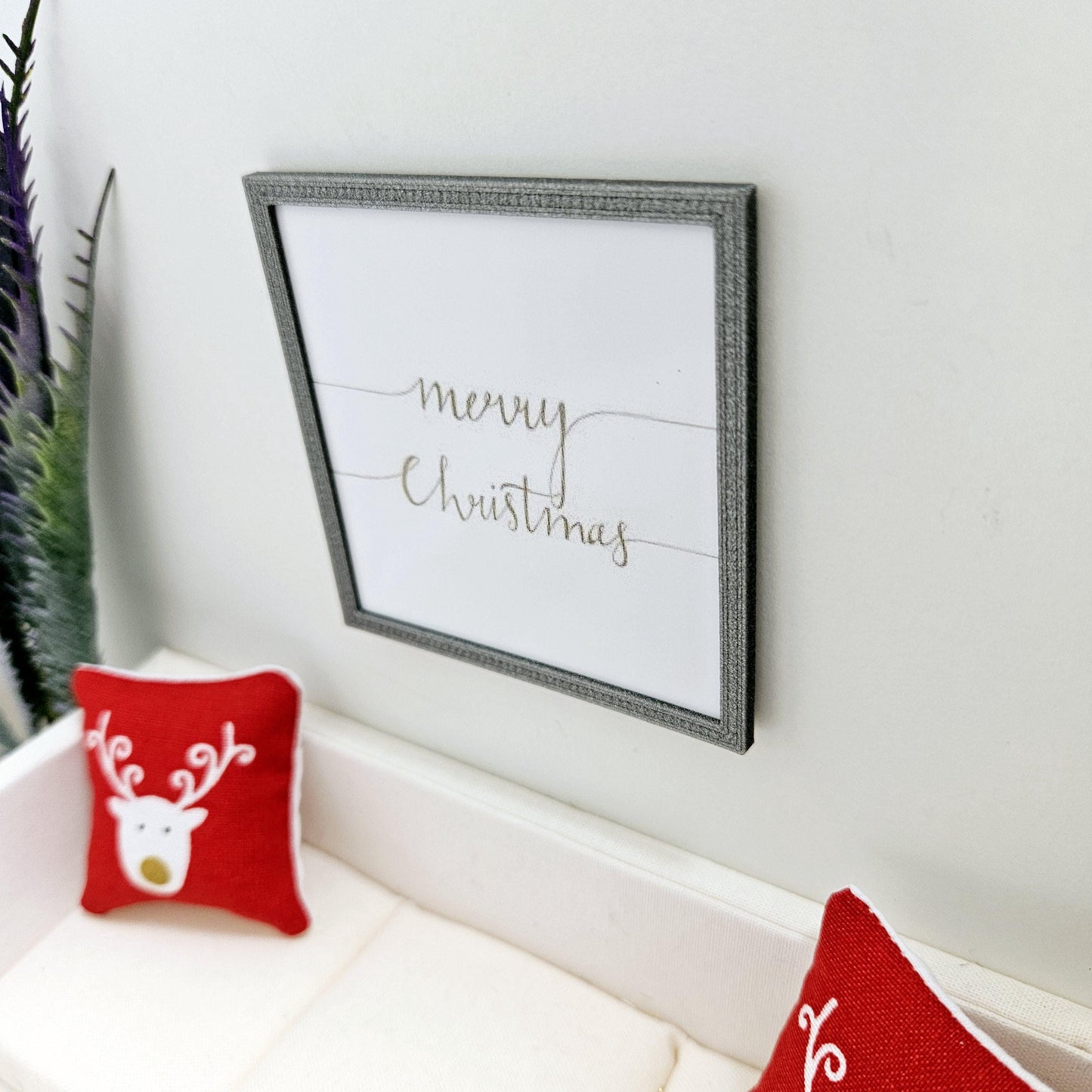 Dolls House Modern Framed Wall Art, Merry Christmas print, 12th scale, miniature wall picture for any room