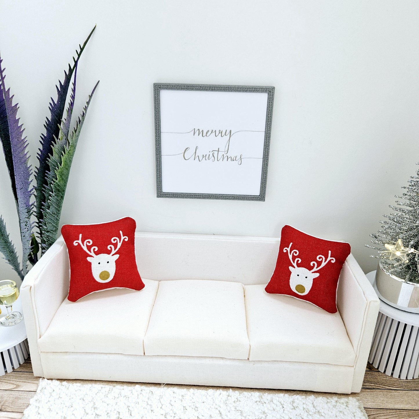 Dolls House Modern Framed Wall Art, Merry Christmas print, 12th scale, miniature wall picture for any room