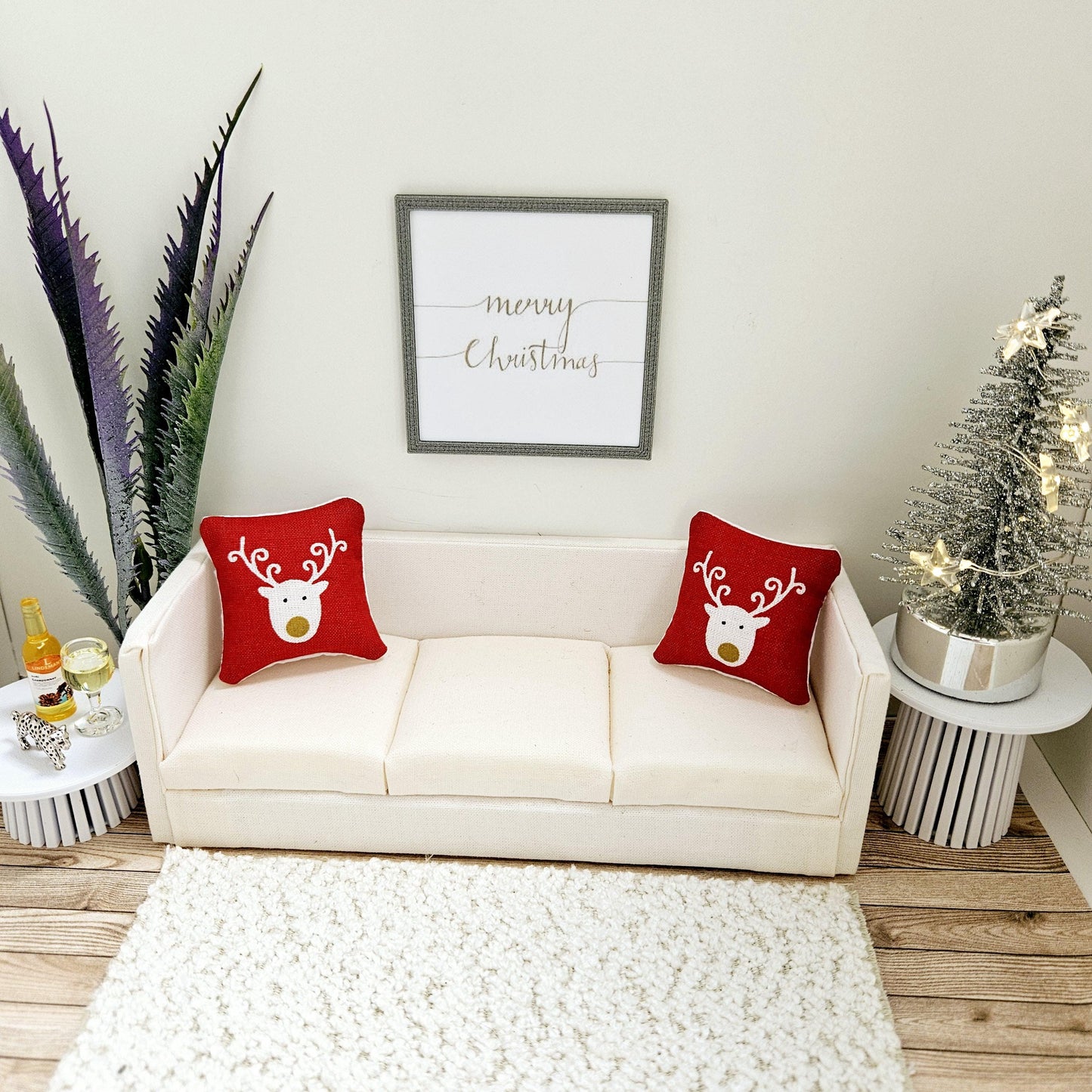 Dolls House Modern Framed Wall Art, Merry Christmas print, 12th scale, miniature wall picture for any room