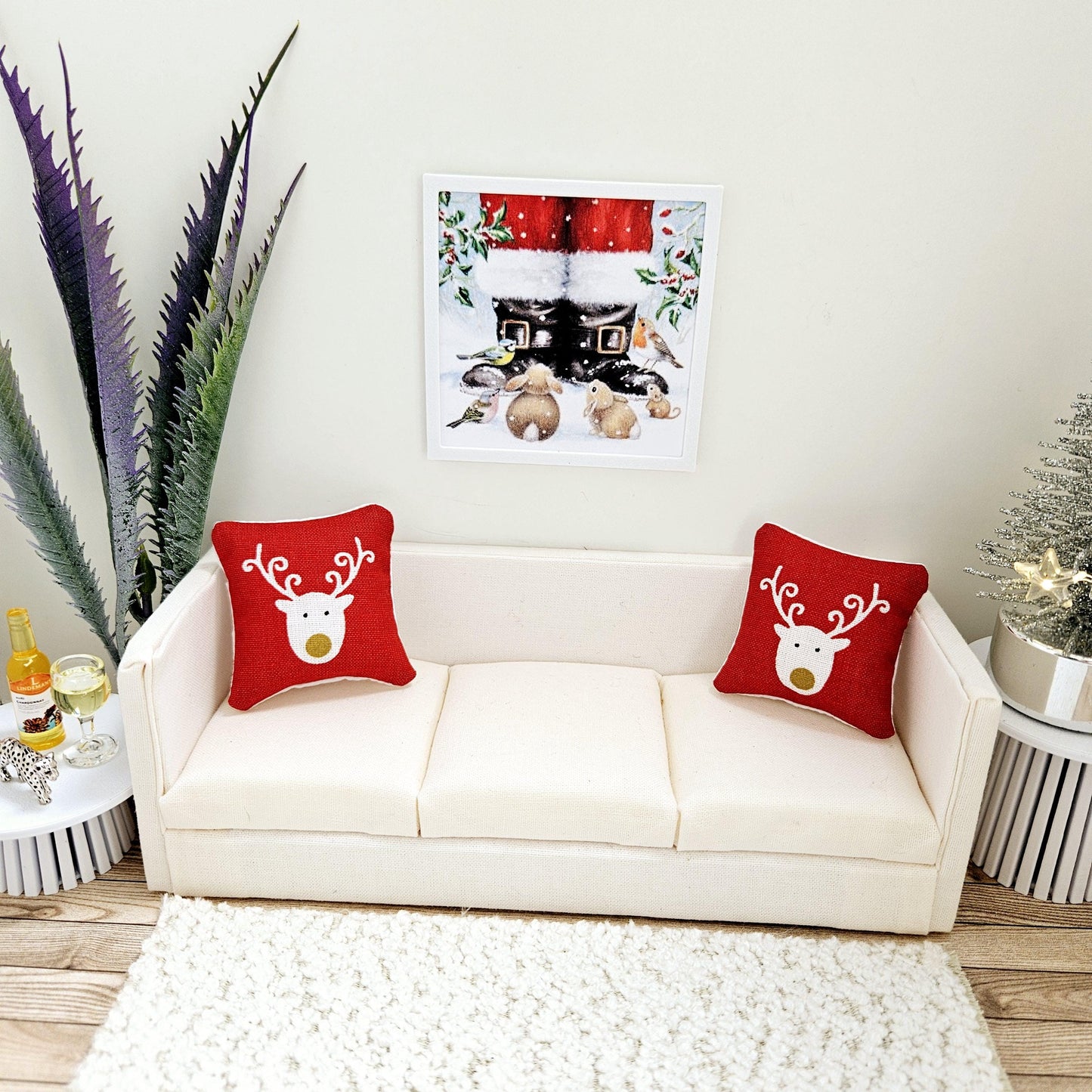 Dolls House Modern Framed Wall Art, Santa's Boots & Friends Print, 12th scale, Miniature Wall Picture For Any Room