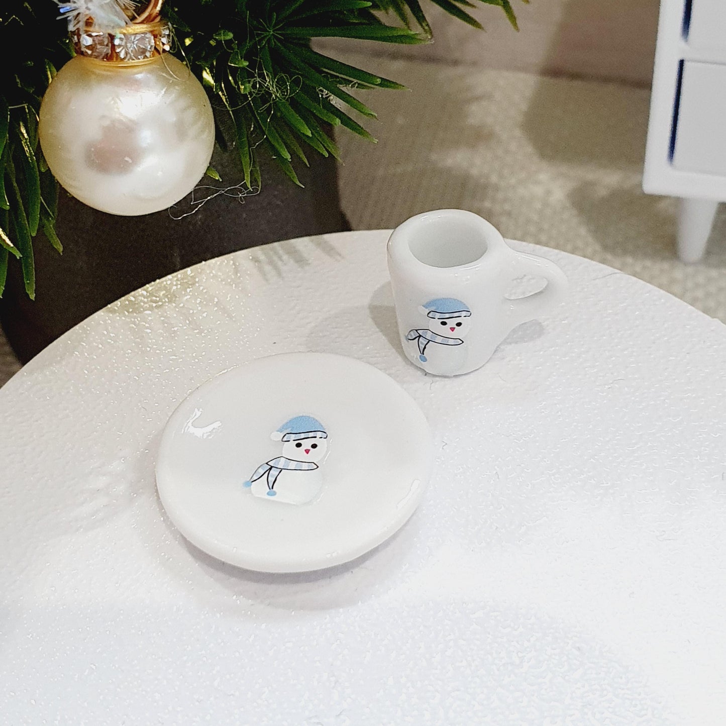 Dolls House Christmas Plate & Mug Set, Choice of Design, 12th Scale