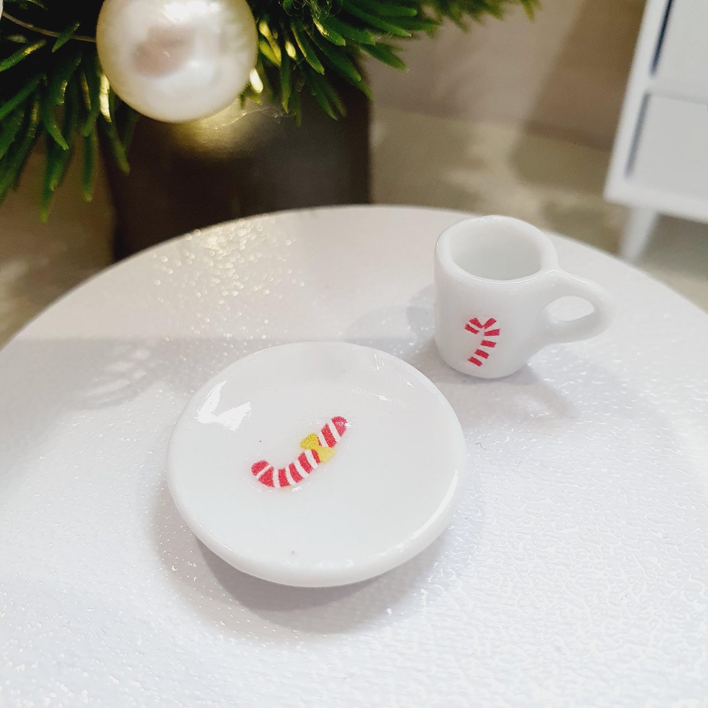 Dolls House Christmas Plate & Mug Set, Choice of Design, 12th Scale