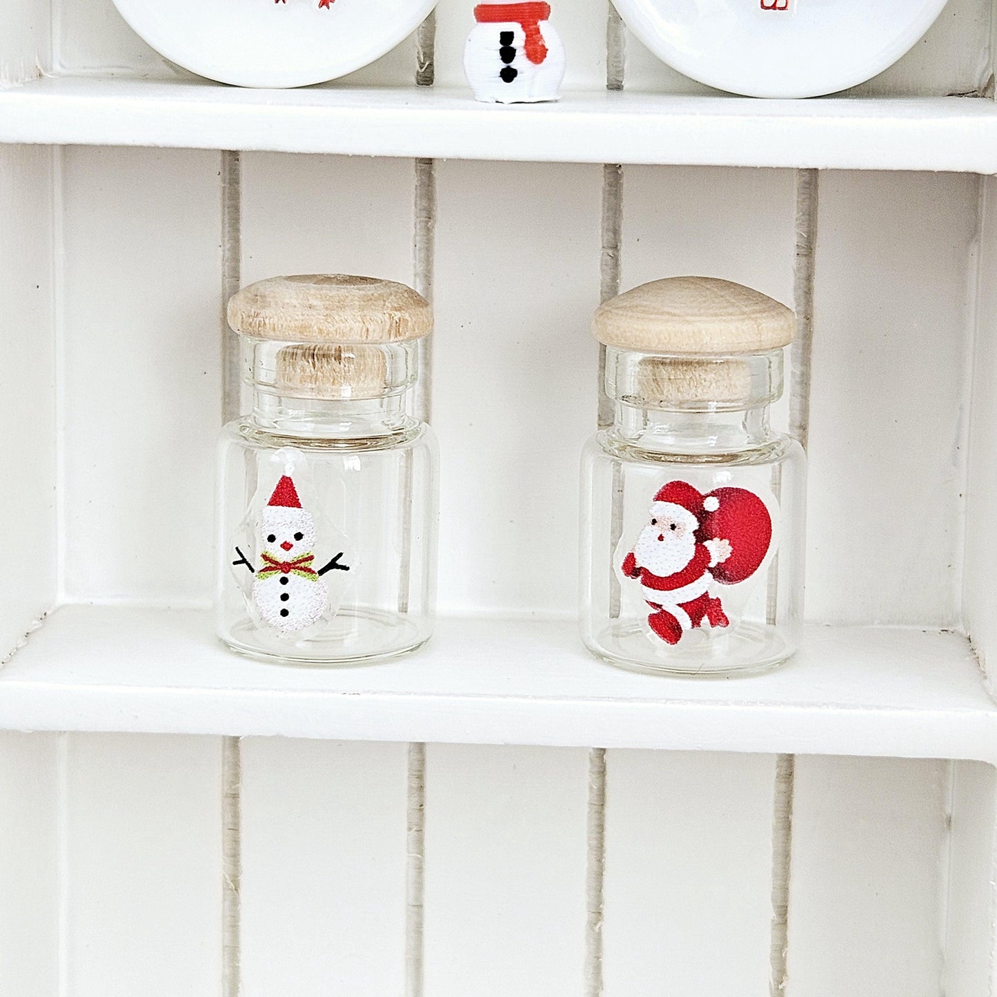 Dolls House Christmas Jars, Set of 2, jars with lids, 12th scale, miniature jar/ vase