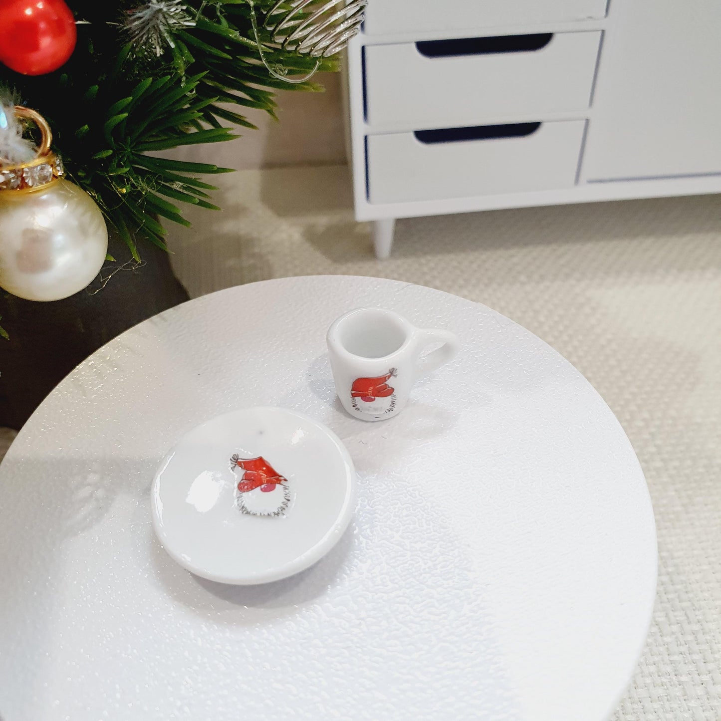 Dolls House Christmas Plate & Mug Set, Choice of Design, 12th Scale