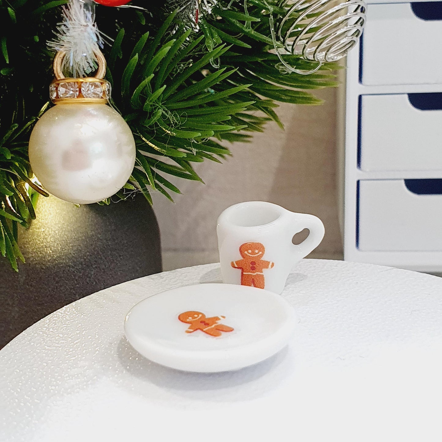 Dolls House Christmas Plate & Mug Set, Choice of Design, 12th Scale