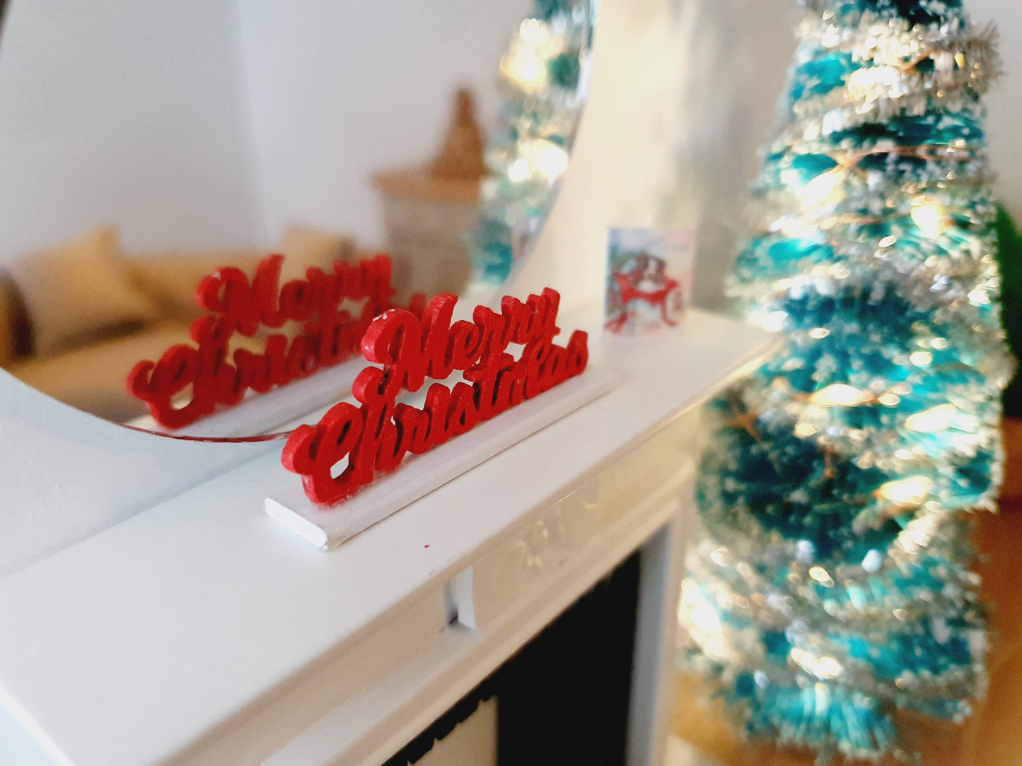 Dolls House Christmas Ornament, Merry Christmas, 1:12th Scale, Miniature Christmas Ornament