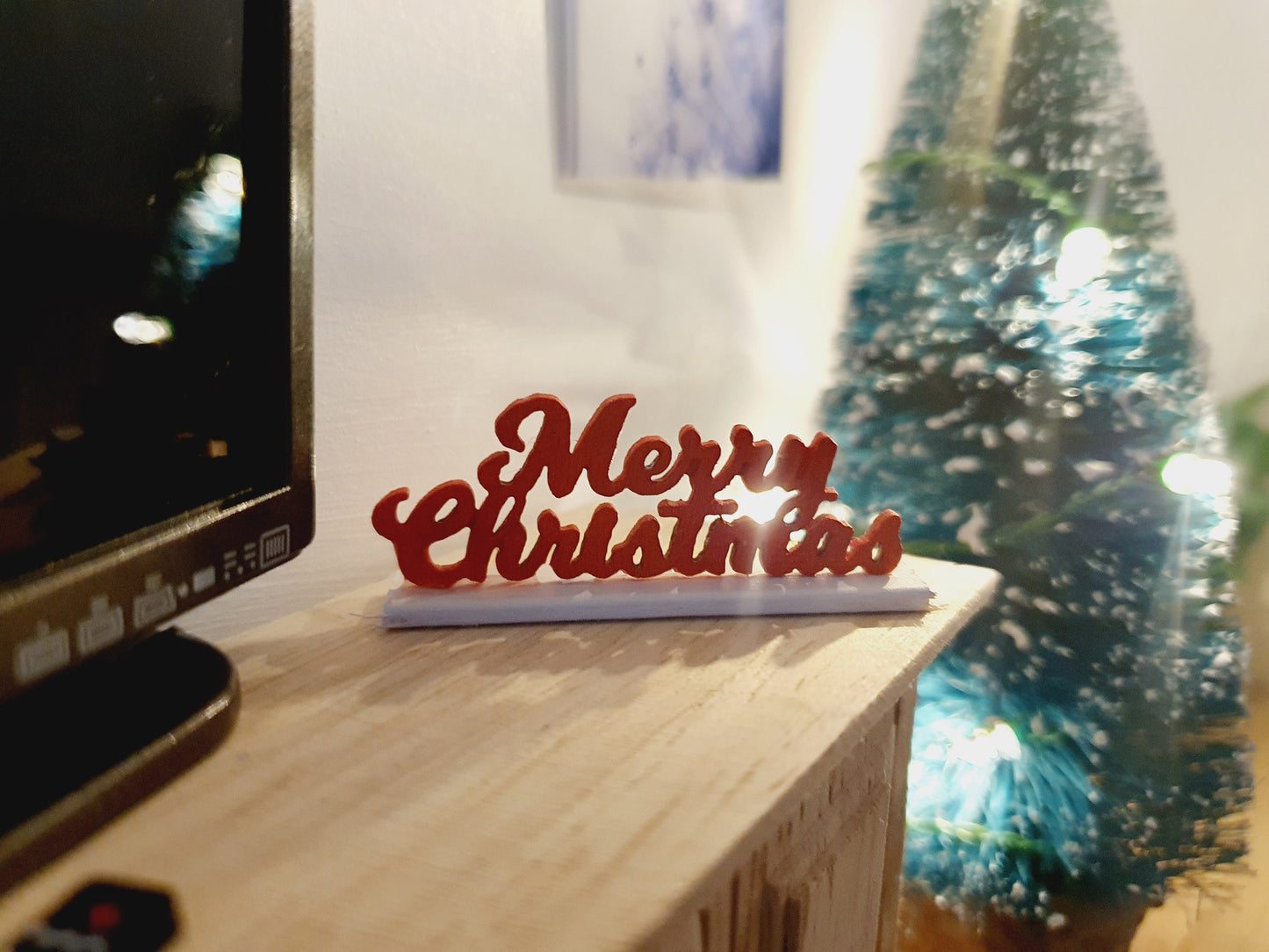 Dolls House Christmas Ornament, Merry Christmas, 1:12th Scale, Miniature Christmas Ornament