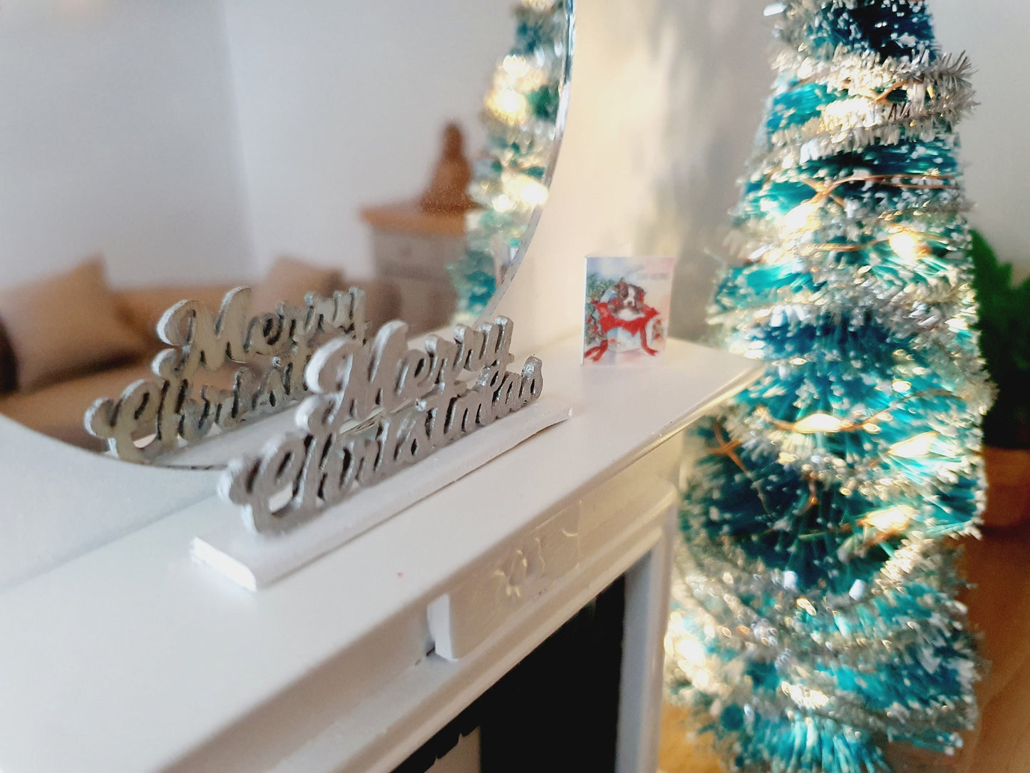 Dolls House Christmas Ornament, Merry Christmas, 1:12th Scale, Miniature Christmas Ornament