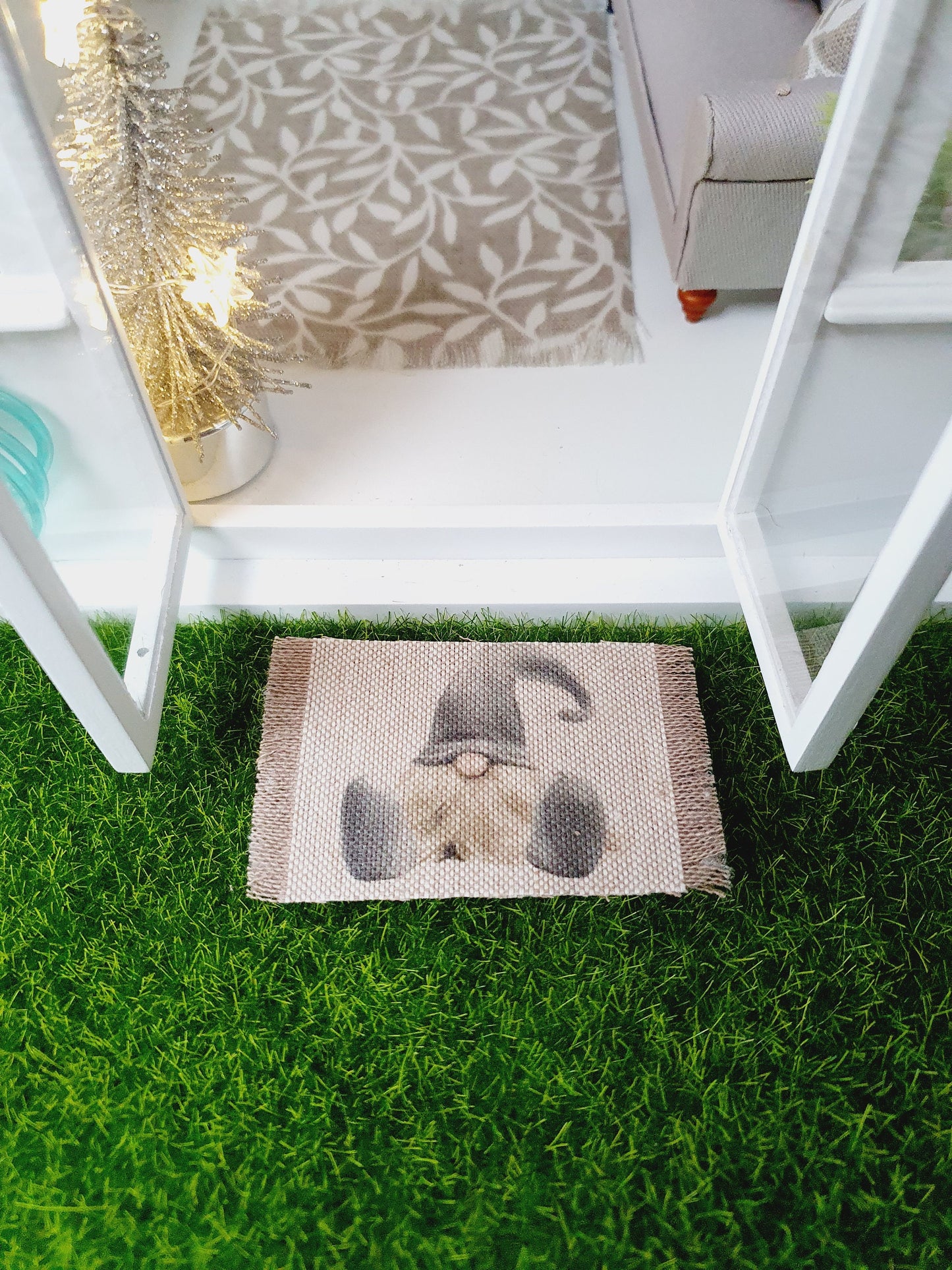 Dolls House Christmas Cute Fabric Door Mat, 1:12th Scale, Choice of Designs, Miniature mat