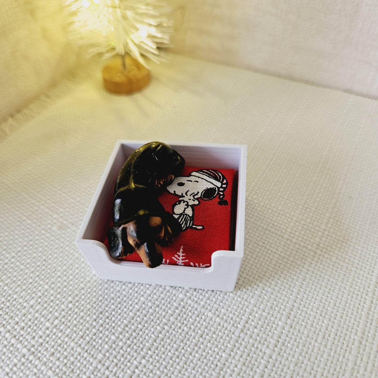 Dolls House Christmas, Choice of Colours Dog Bed with Snoopy Pad, 12th Scale, Miniature Pet Bed