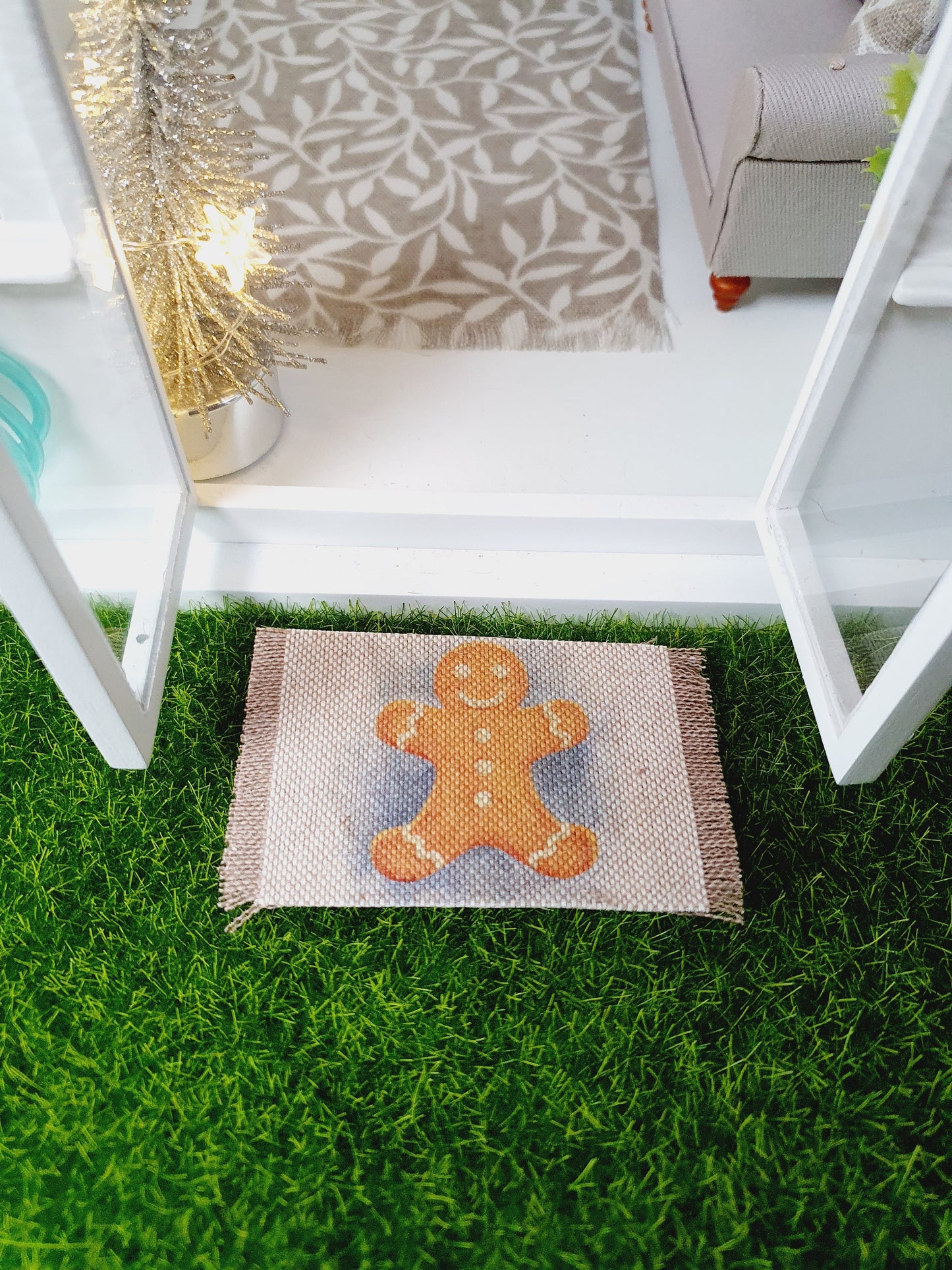 Dolls House Christmas Cute Fabric Door Mat, 1:12th Scale, Choice of Designs, Miniature mat