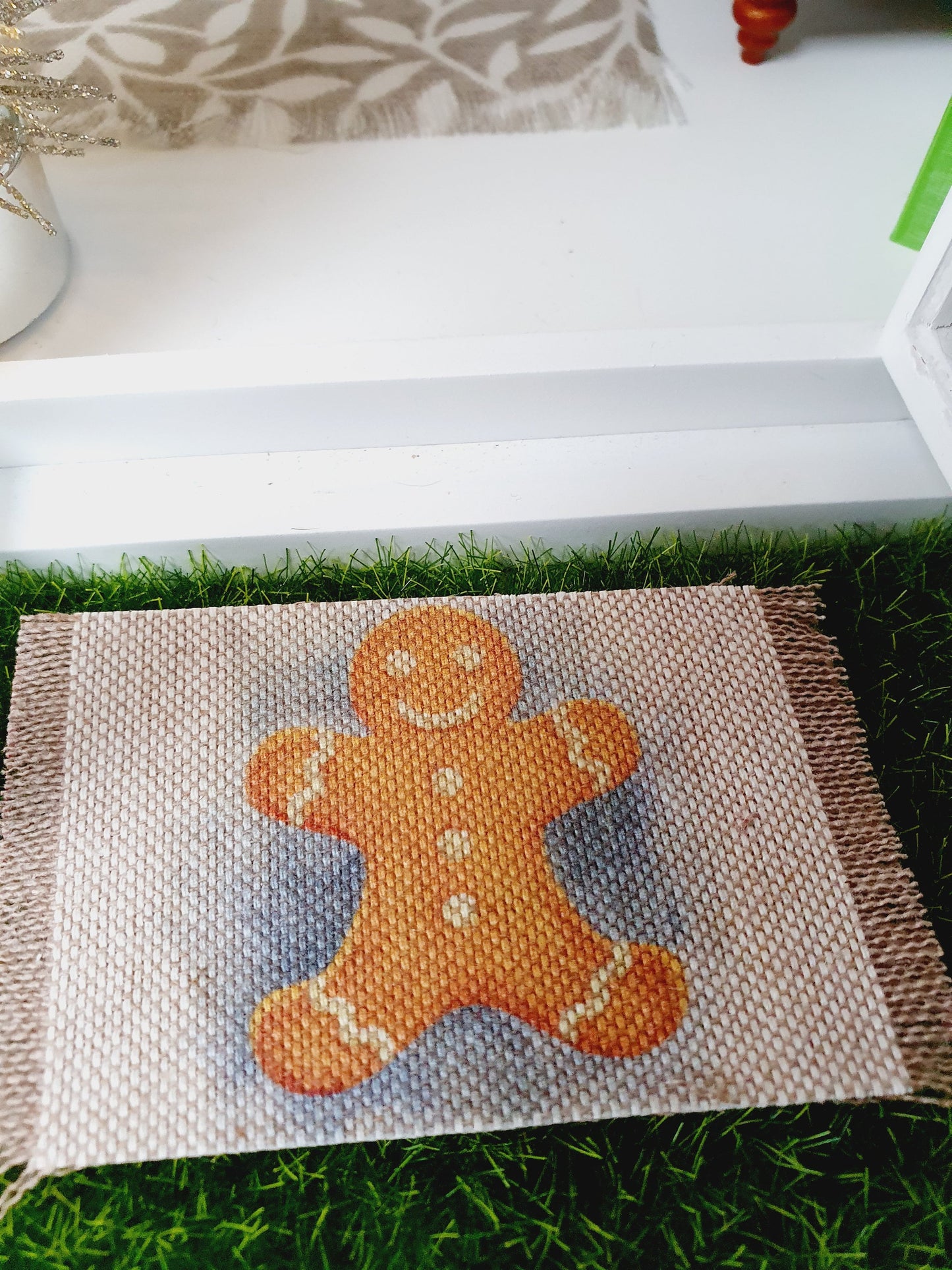 Dolls House Christmas Cute Fabric Door Mat, 1:12th Scale, Choice of Designs, Miniature mat