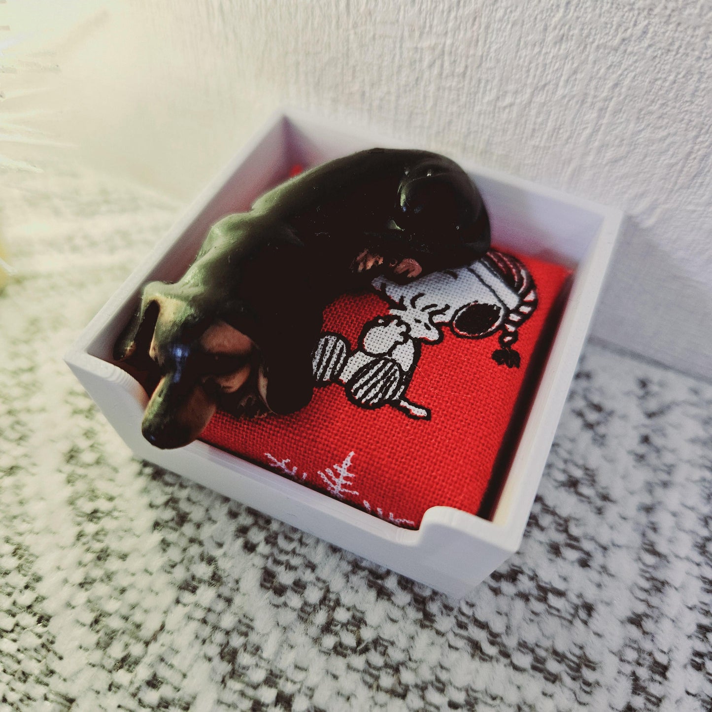 Dolls House Christmas, Choice of Colours Dog Bed with Snoopy Pad, 12th Scale, Miniature Pet Bed