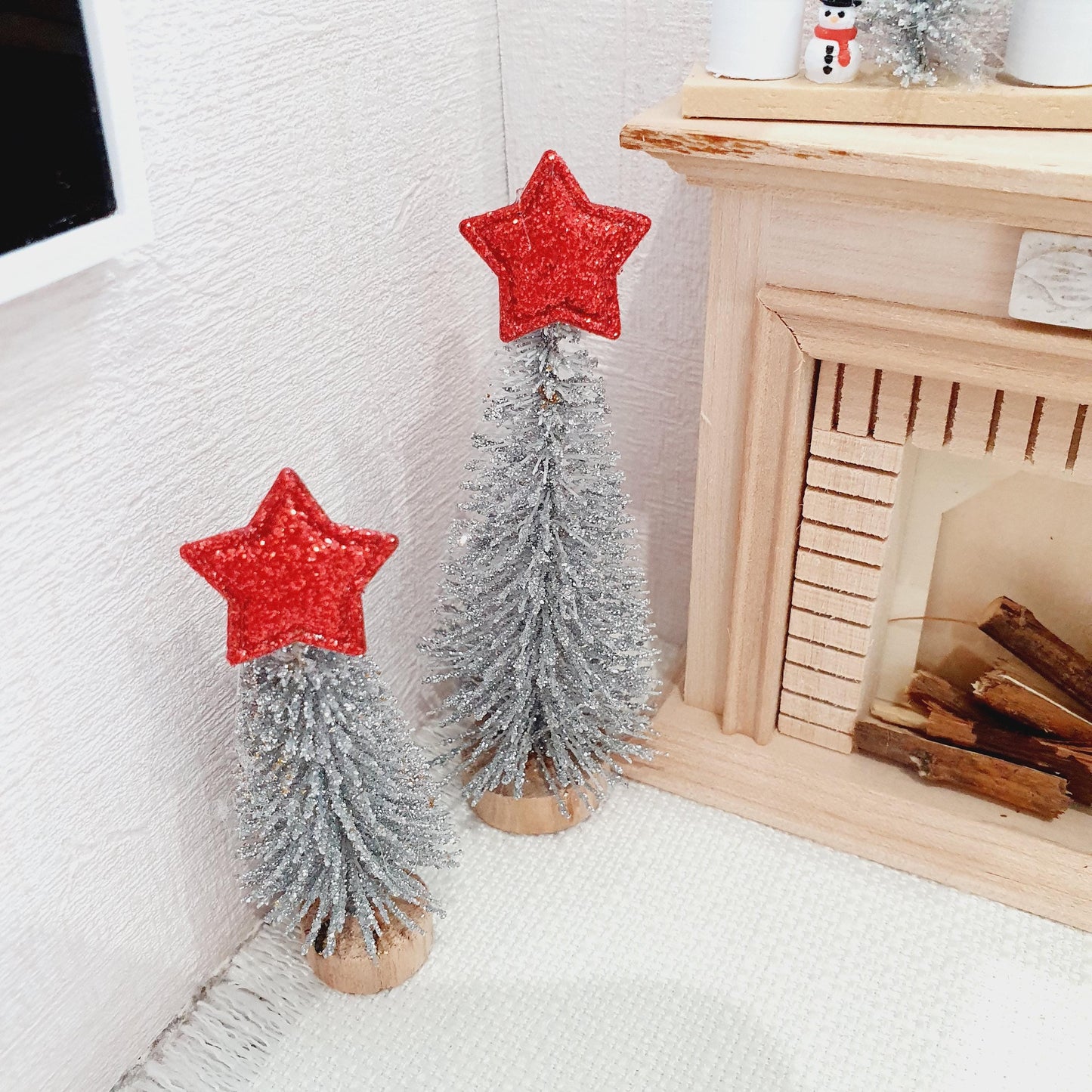 Dolls House Set of 2 Christmas Trees, Miniature Xmas Decoration, Holiday Dollhouse Tree, Festive Decor, 12th Scale